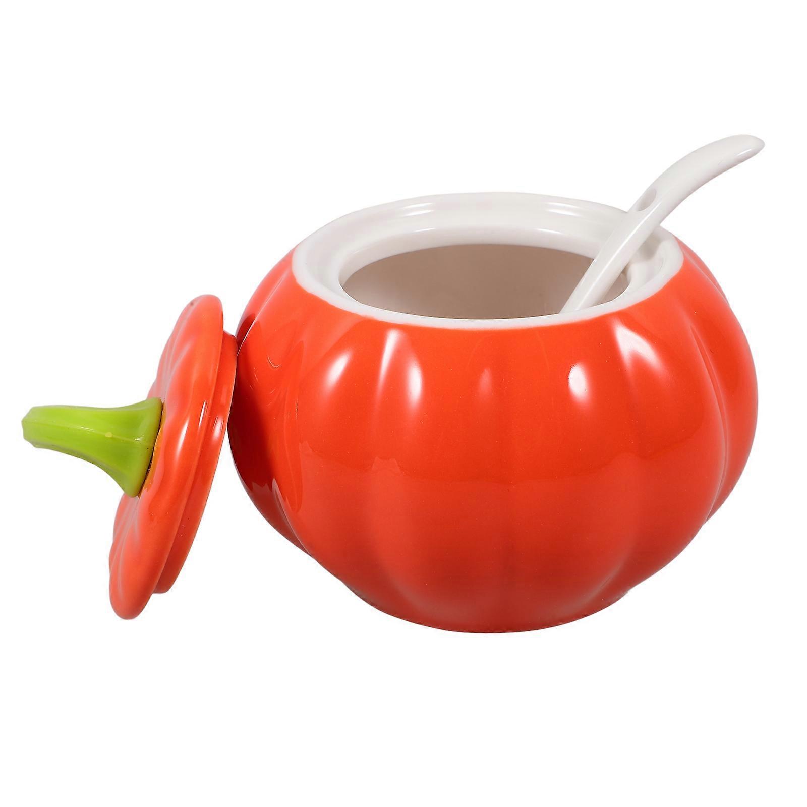 Pumpkin Container with Lid Pumpkin Shaped Condiment Jar Cooking Enthusiasts Silicone 11.50X2.50X0.50CM Seasoning Preservation 1 Set