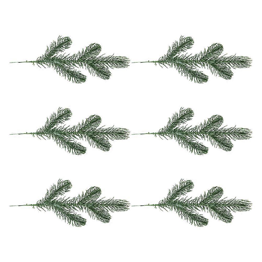 Plastic Tree Ornaments Classic Christmas Design Lifelike Christmas Tree Hanging Decor Green 26X10X05cm Hanging Decorative 6Pcs
