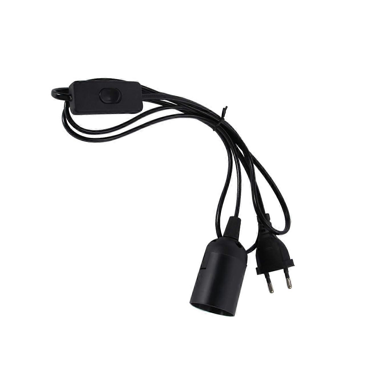 E27 Power Cable with 18-Inch Extension, Black Inline Switch for LED Bulbs, AC220 Compatible for Pendant Lights and Table Lamps