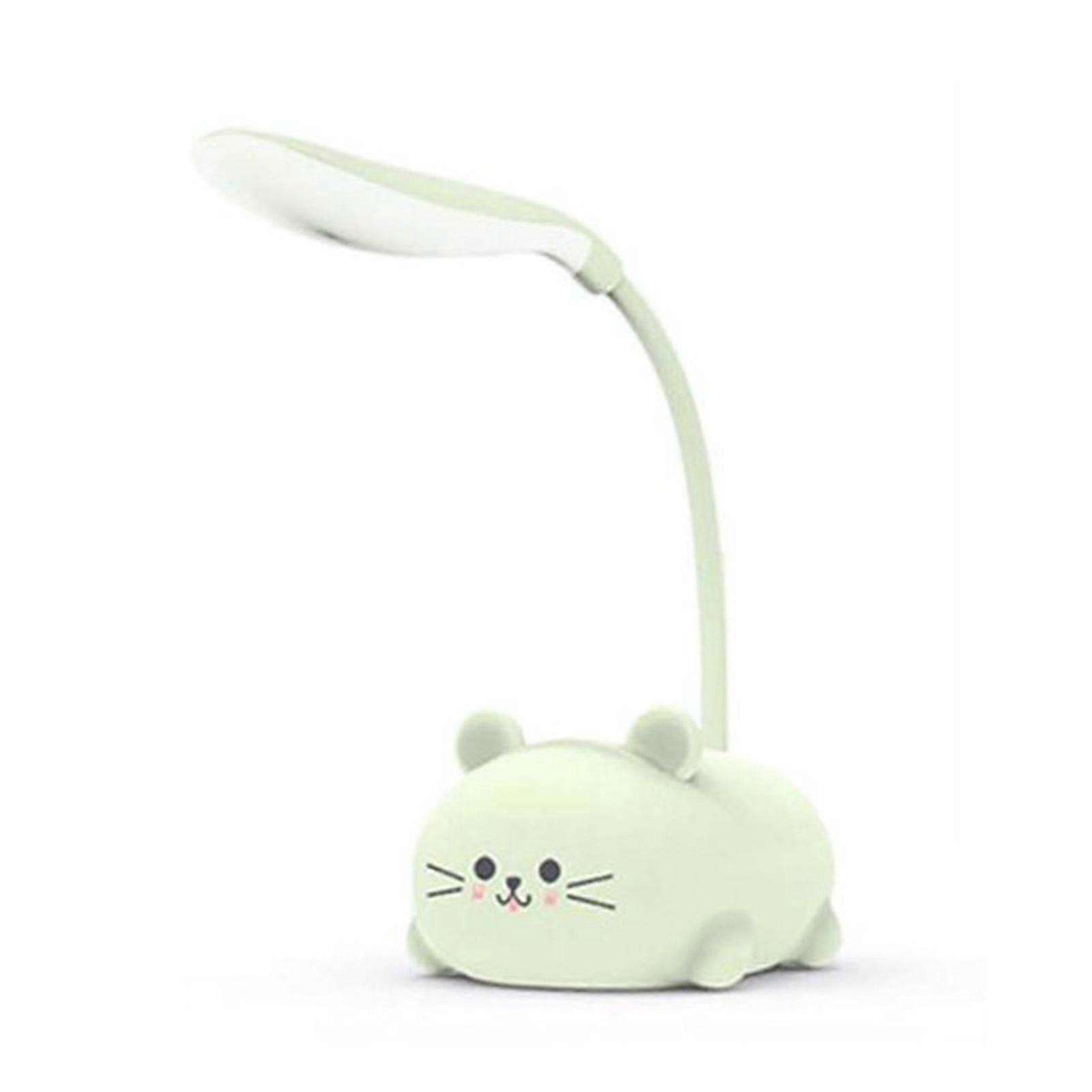 Led Table Lamp Cordless Cartoon Cat Design Reading Light With Flexible Neck Usb Rechargeable 9*7*18cm Solid Color