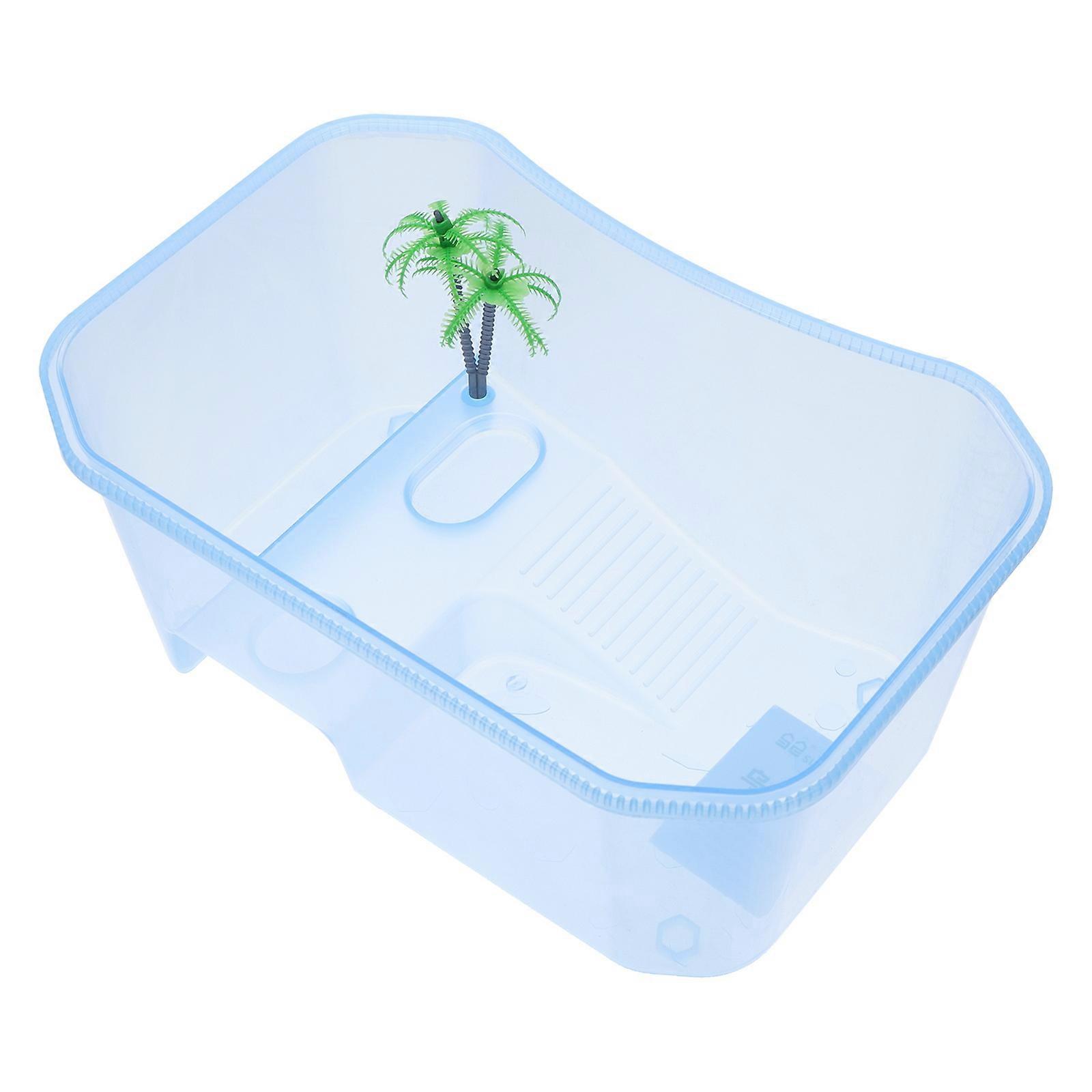 Blue Plastic Pet Box with Ventilation Design for and Resting Mini Turtle Tank 1 Pc