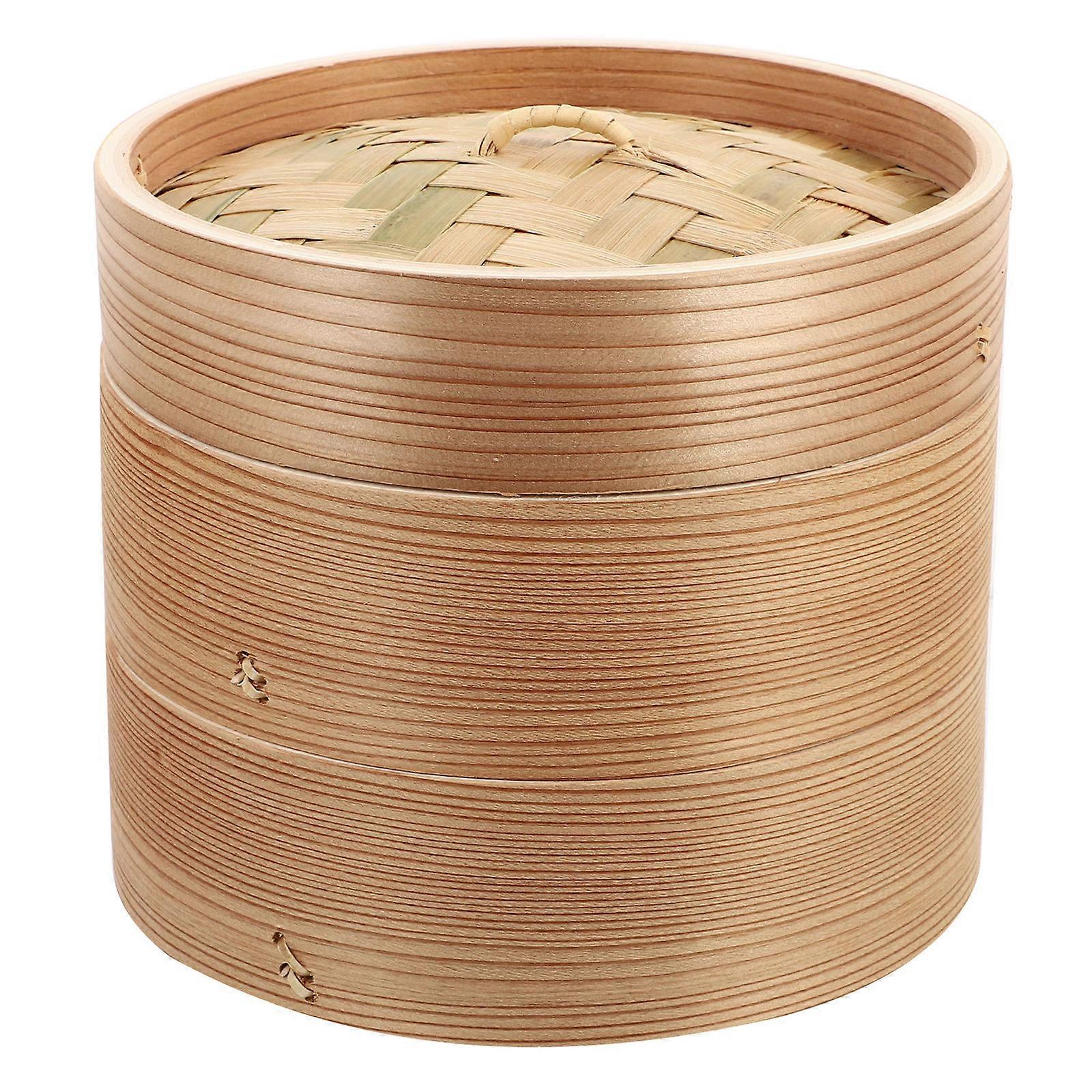 Wooden Food Steamer Basket with Lid, Heat Resistant for Dumplings, Dim Sum, Rice, and Vegetables, Easy to Clean