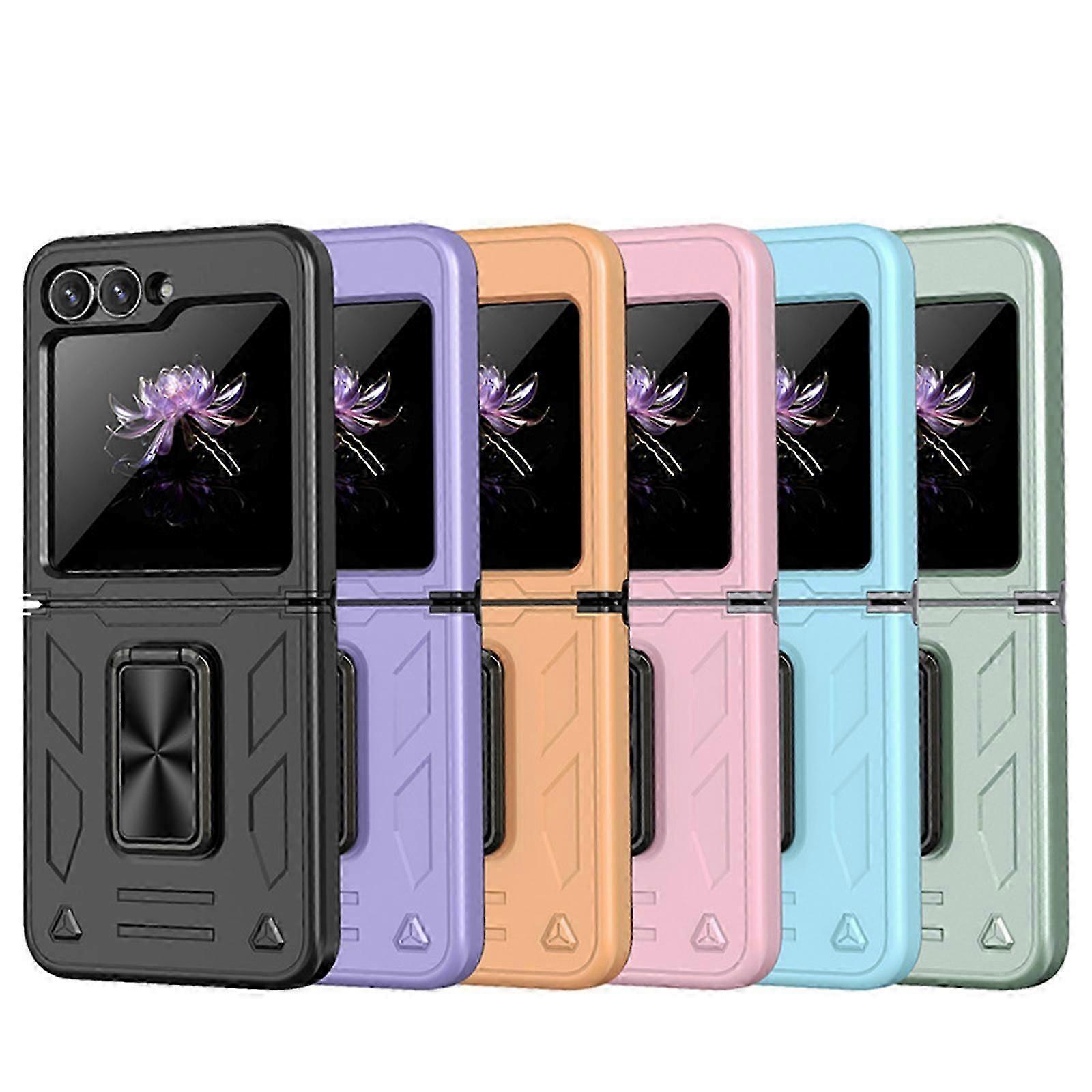 لسامسونج جالاكسي Z فليب 6 جراب مع حماية مفصلية ، 360 تدوير حلقة مسند للخدمة الشاقة للصدمات هارد بيسي حقيبة واقية للظهر