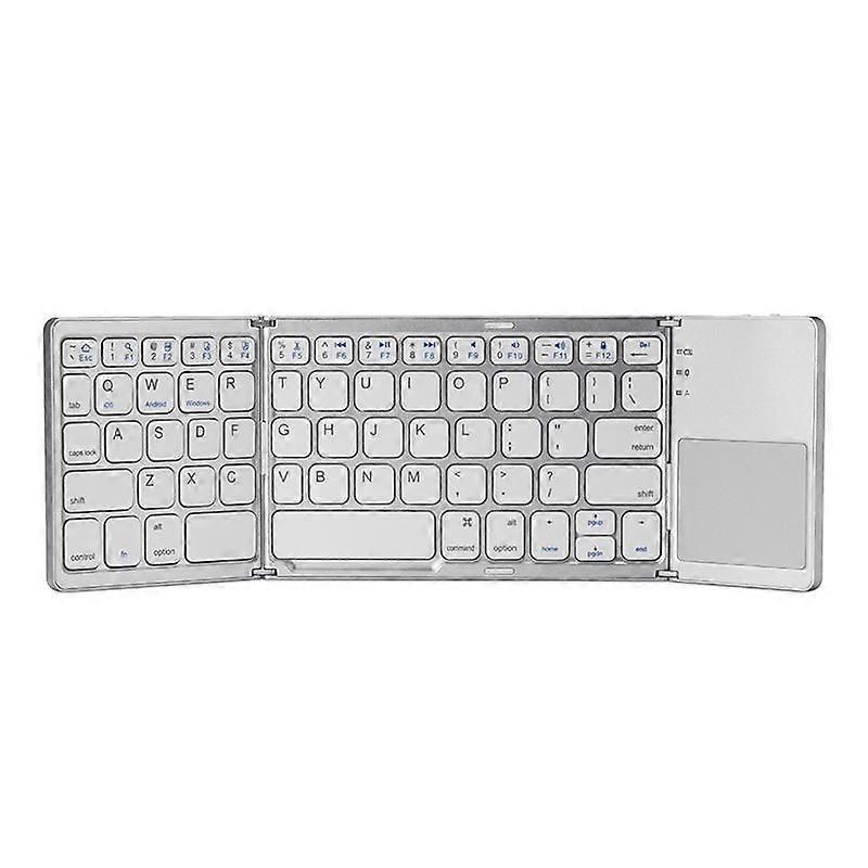 White Folding Wireless Bluetooth Keyboard Portable Mouse Touch Keyboard