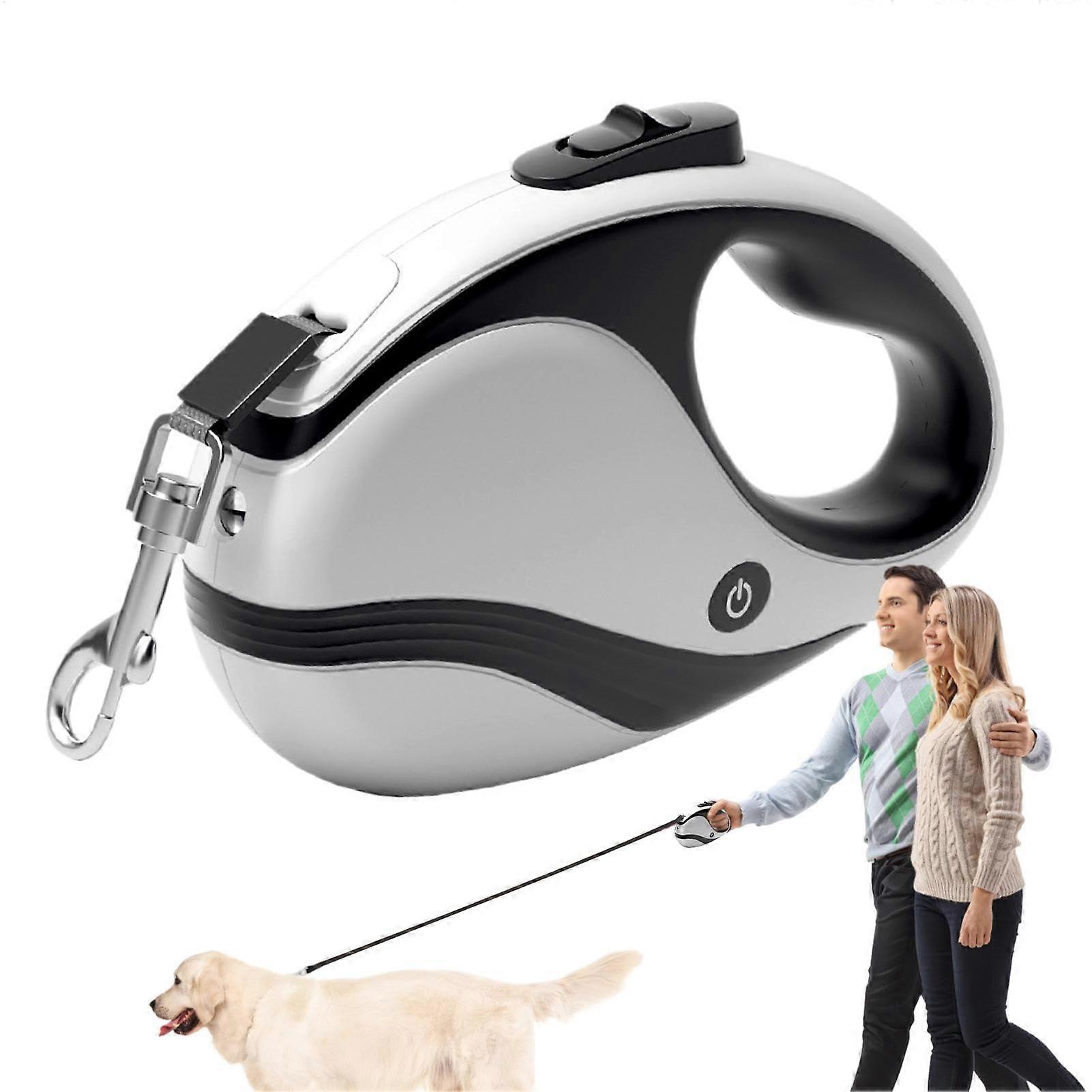 Retractable dog leash, USB flashlight cord, 18 cm, reflective design, ergonomic training leash, black.