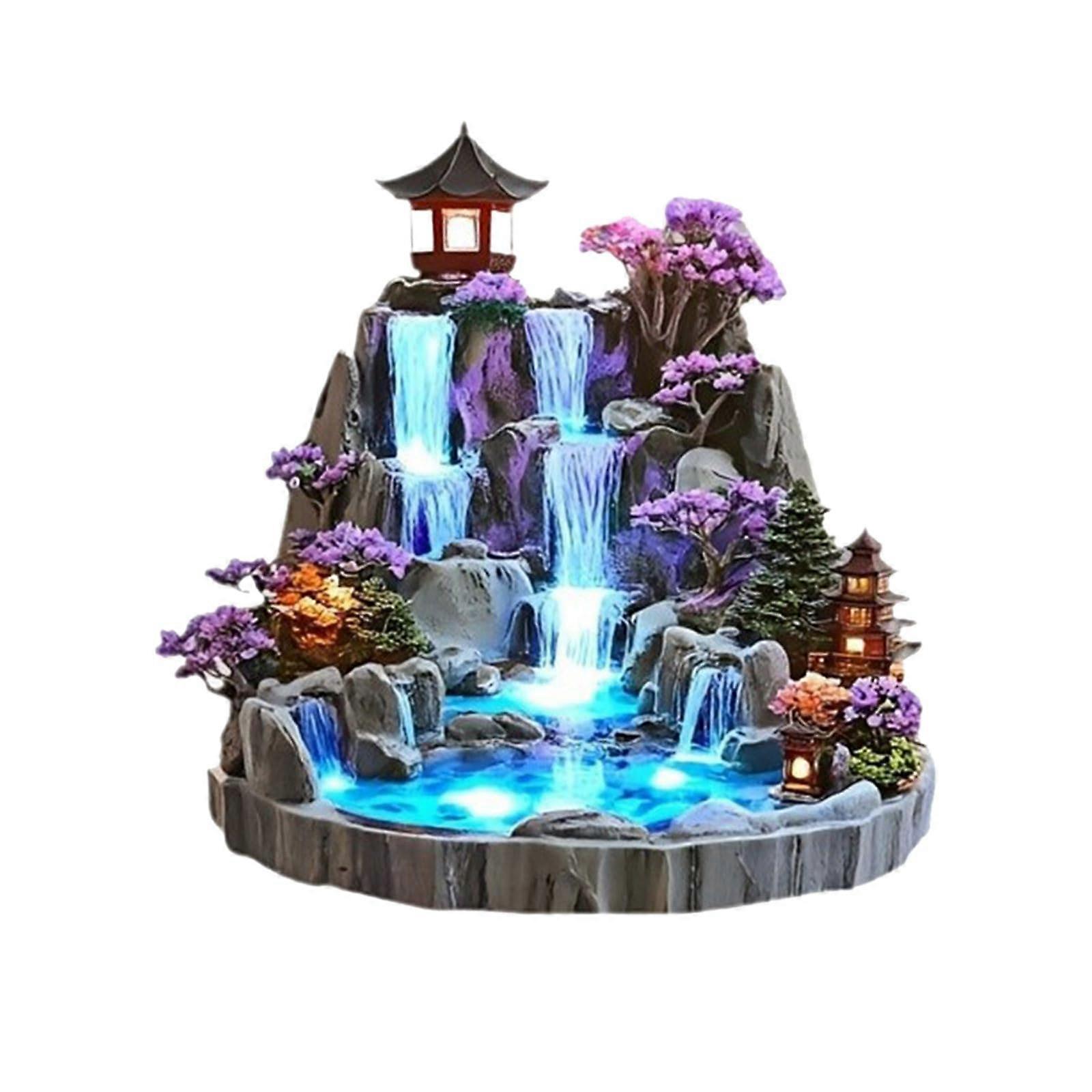 Desktop Rock Garden Flowing Water Ornament, Feng Shui, 2D Flat (Sky Blue)