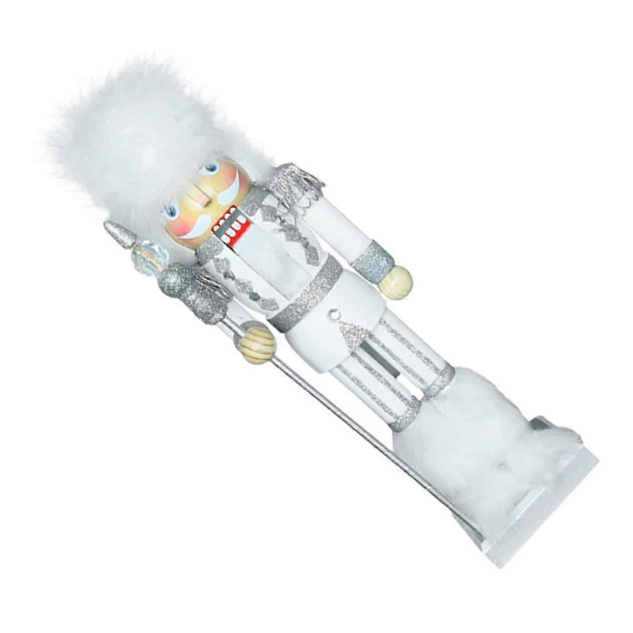 Nutcracker Wooden Ornament White Marionette Style Christmas Decoration For Festivals And Parties