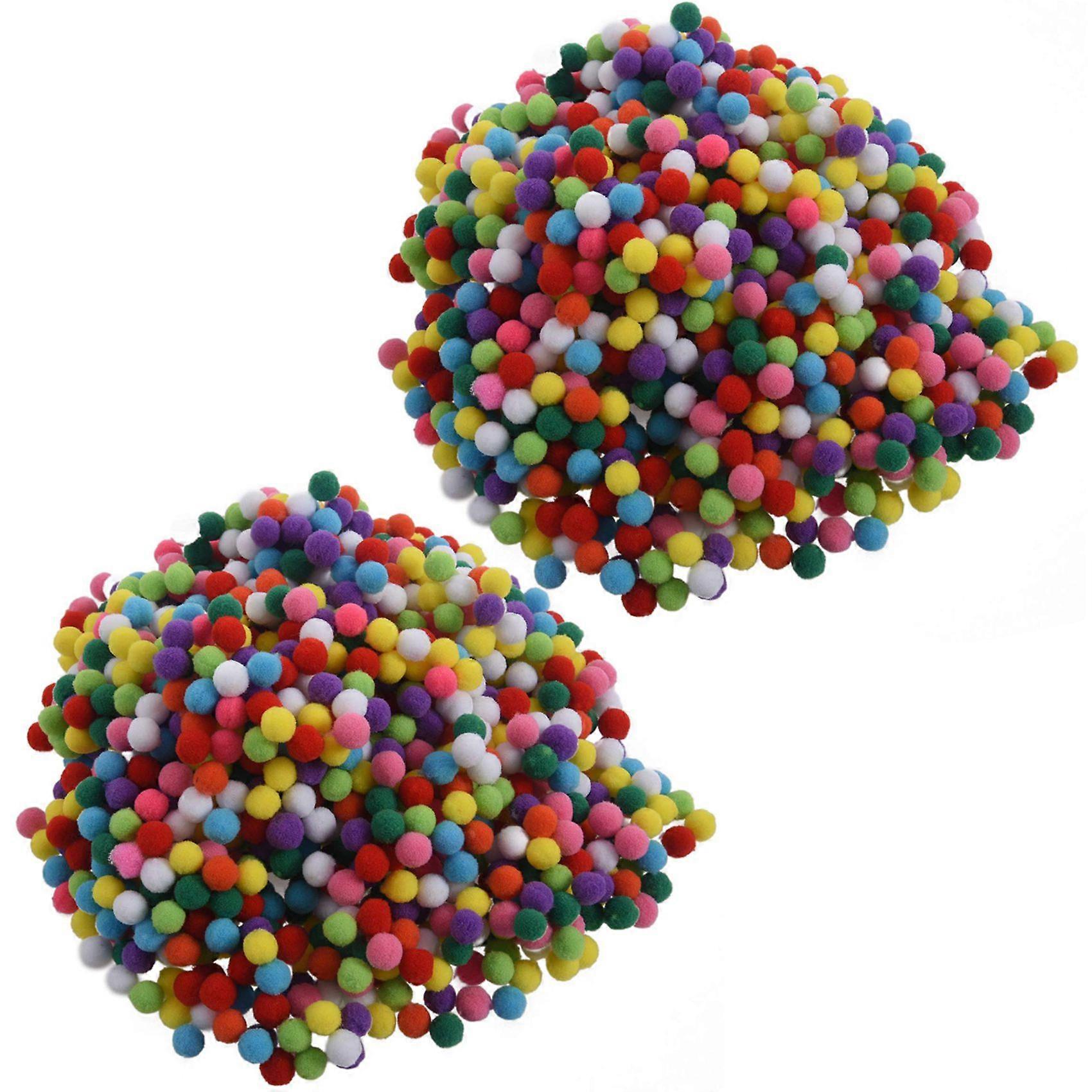 2000 Pcs 10mm Mixed Color Soft Pom Poms Pompoms for Kids Crafts