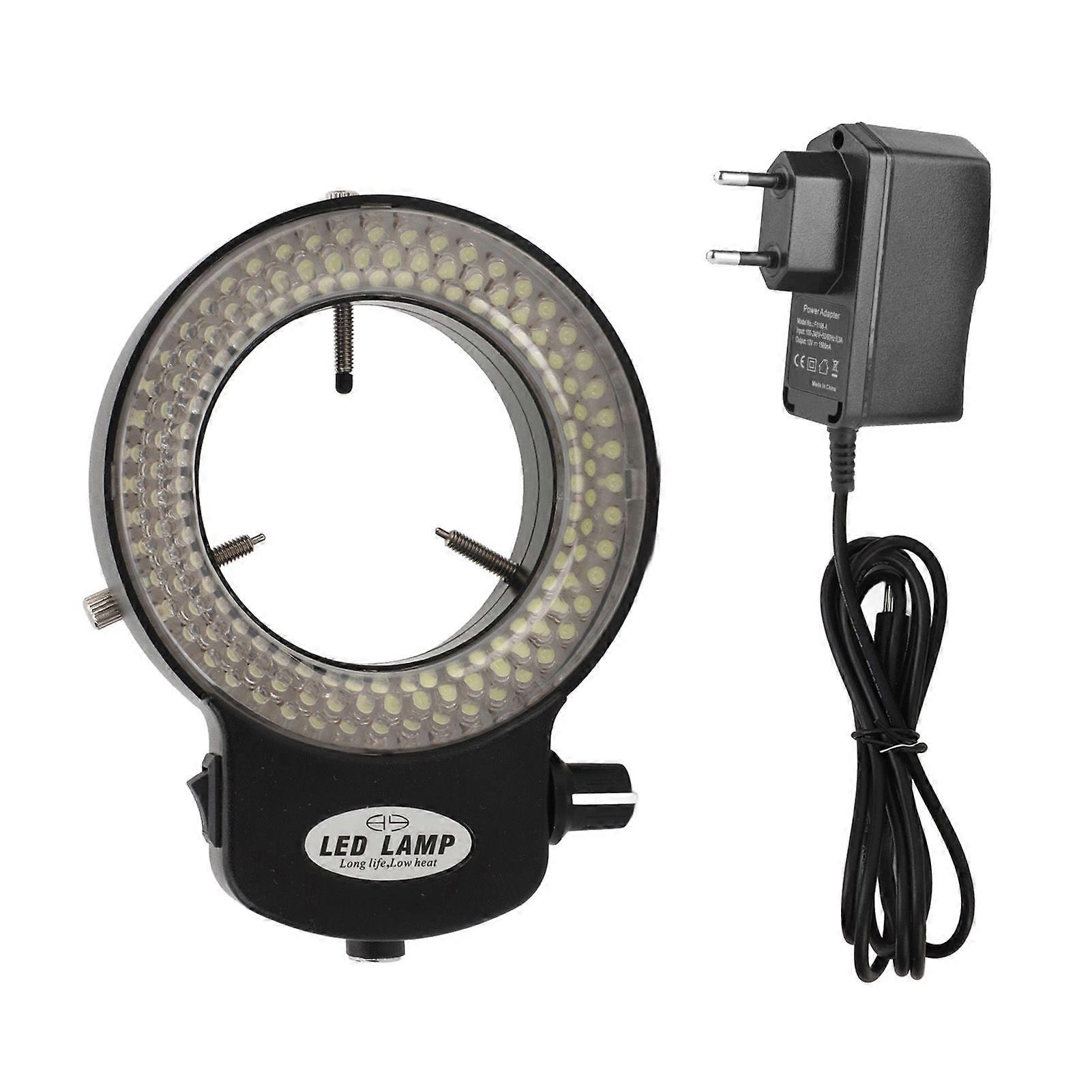 Microscope LED Ring Light 144 Beads Brightness Adjustable LED Ring Light for Lathe Camera 100240V EU Plug