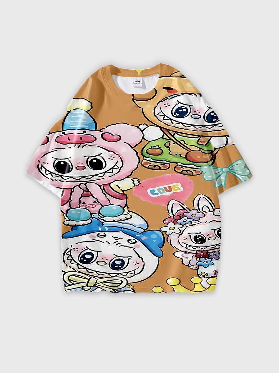 T-shirt round neck Pattern loose short sleeve P3194