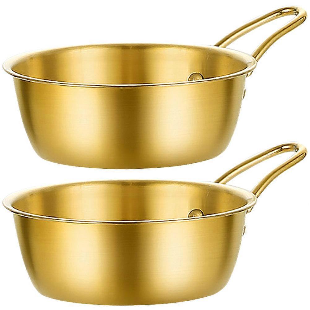 Golden Stainless Steel Soup Bowl with Handle for Home Use Lightweight and 7.5 inch