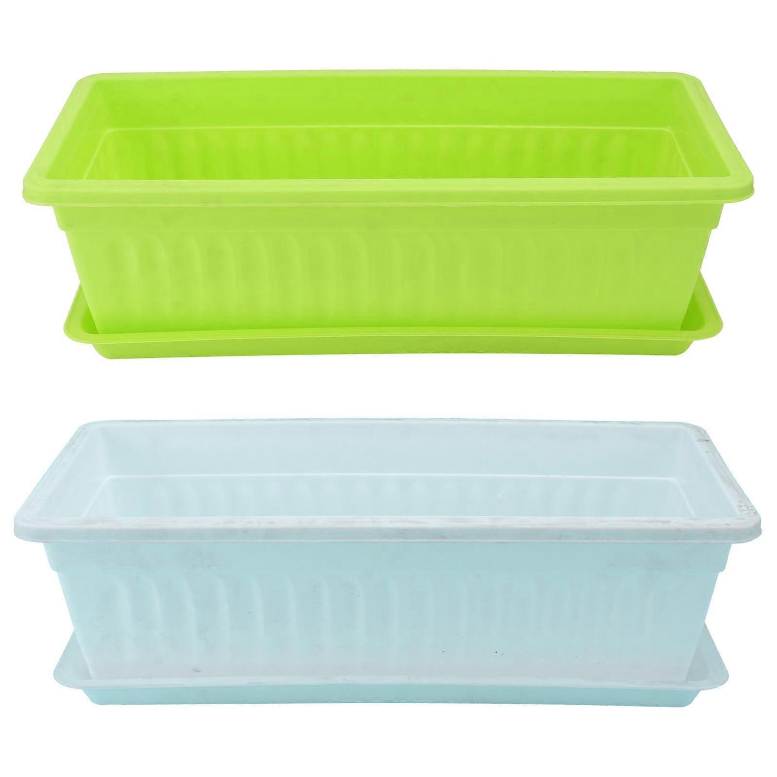 Plastic Nursery Pots Rectangular Shape Ideal For Garden Lovers Enhanced Durability 2 Sets