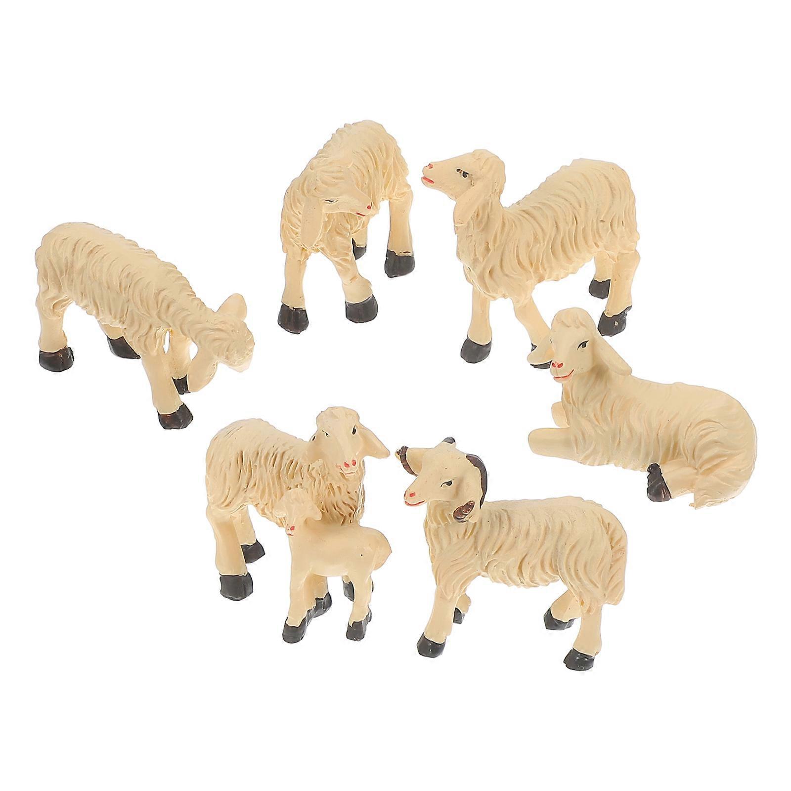 6pcs Durable Resin Sheep Miniatures Desktop Decor for Garden, Tabletop & Cabinet – Charming Ornament Set for Housewarming