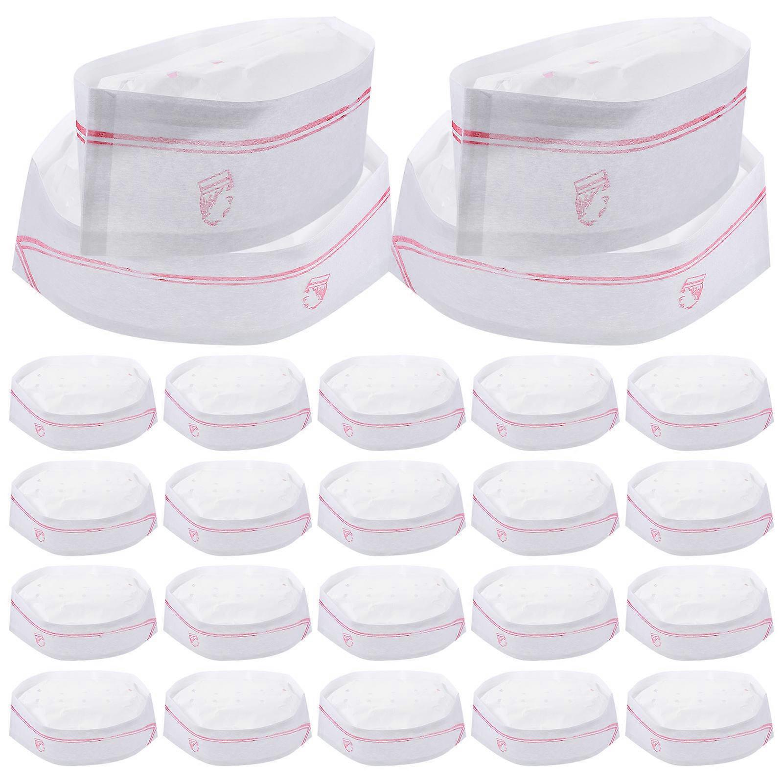 40 Pcs Disposable Chef Hats NonWoven Fabrics White for Kitchen Use Cooking Lessons