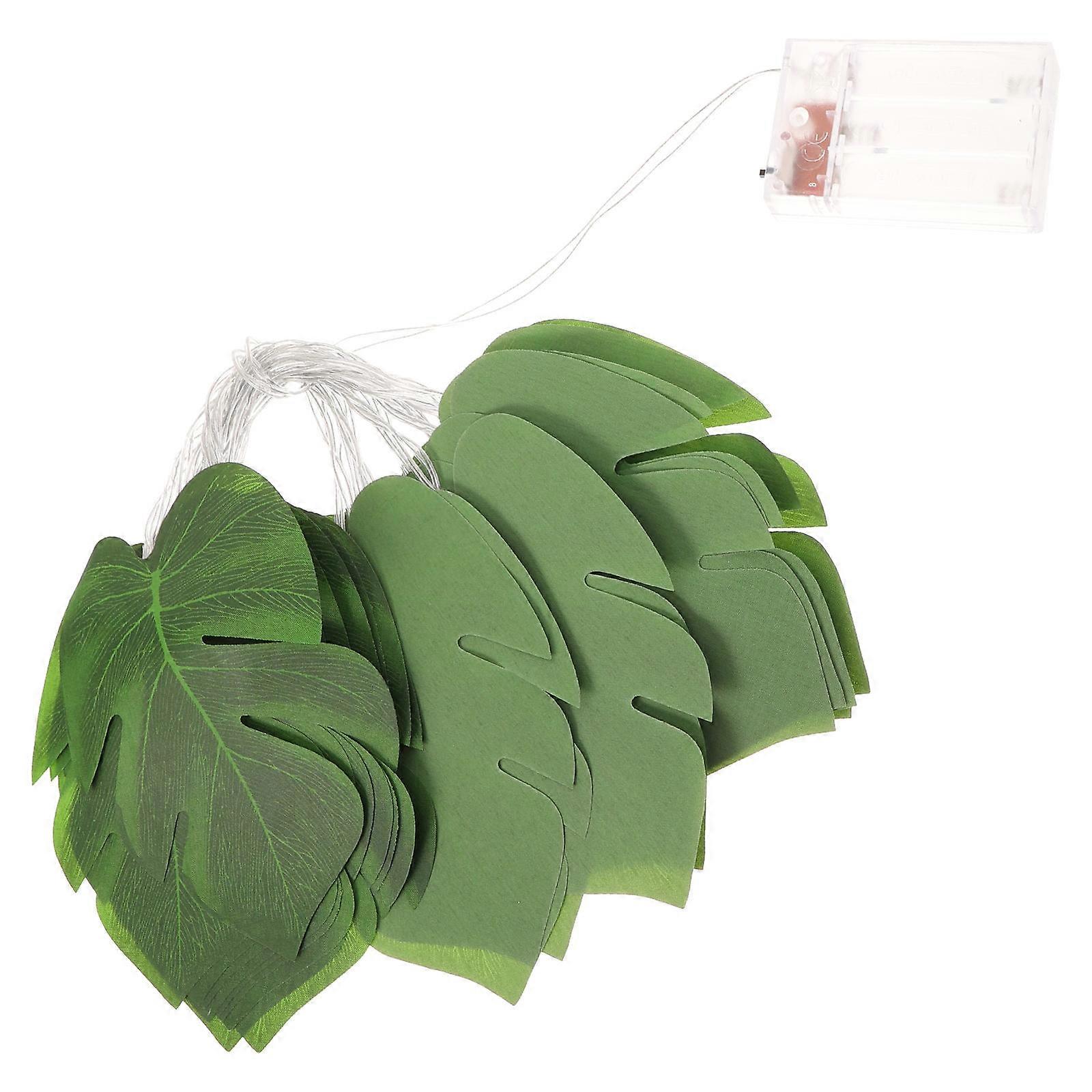 Leaf Shape String Light LED String Lamps for Decor 1Set Green Plastic