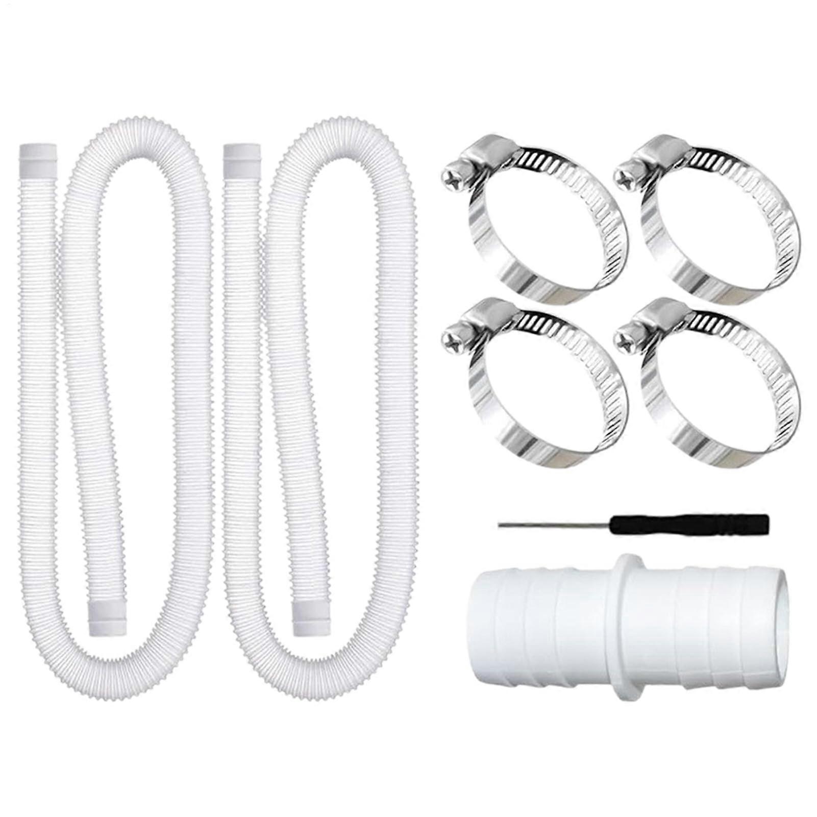 Erdpoolschlauche 100 Cm Pool Hose With 4-Clamp Connector Flexible For Waterfall Connections White