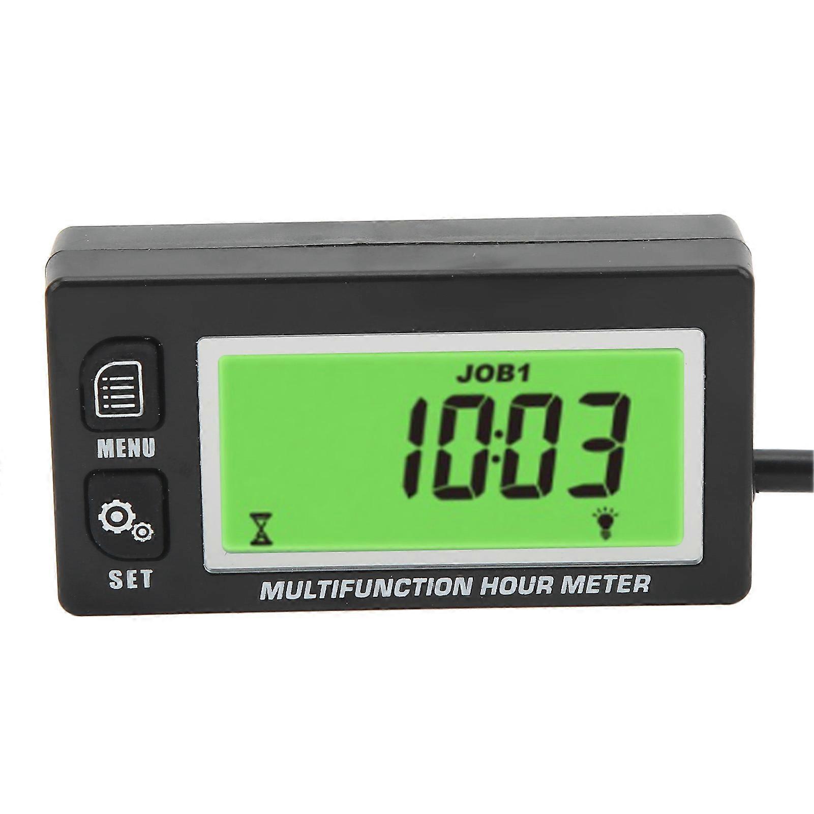 Digital Tach Hour Meter LCD Display IP65 Waterproof Timing Function for Hand Push Riding Lawn Mowers 