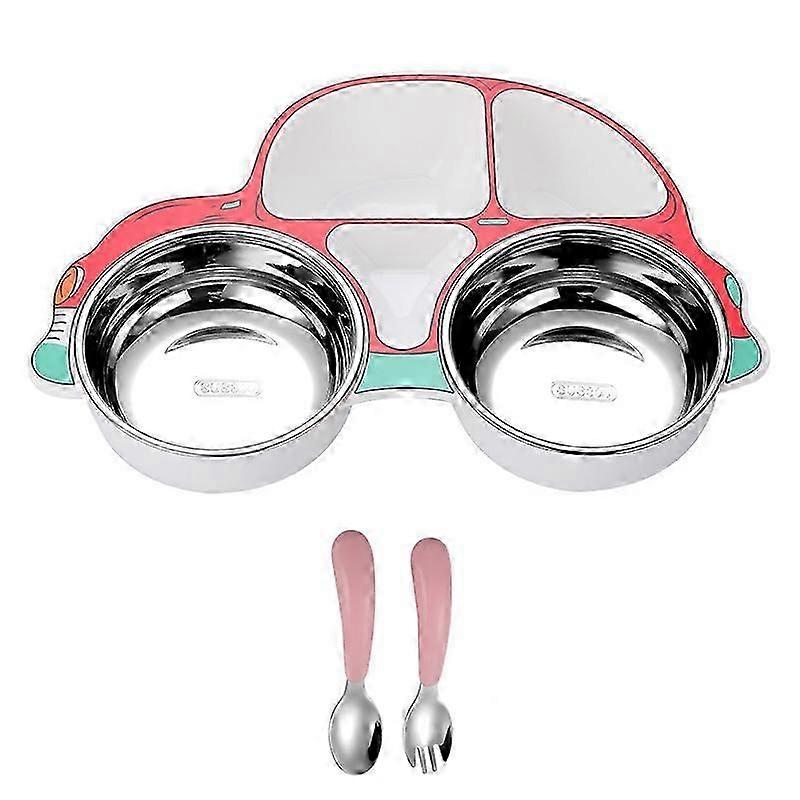 304ステンレス鋼の子供用車のディナープレート取り外し可能で洗える離乳食サプリメントボウルクリエイティブ漫画分割プラスチックプレートセット
