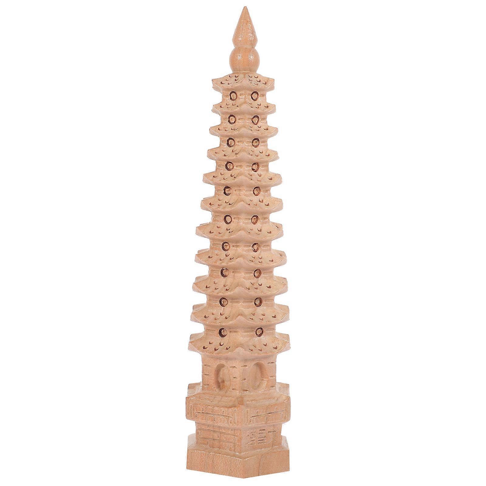 Chinese Craft Statue for Garden Decoration Made of Brown Peach Wood