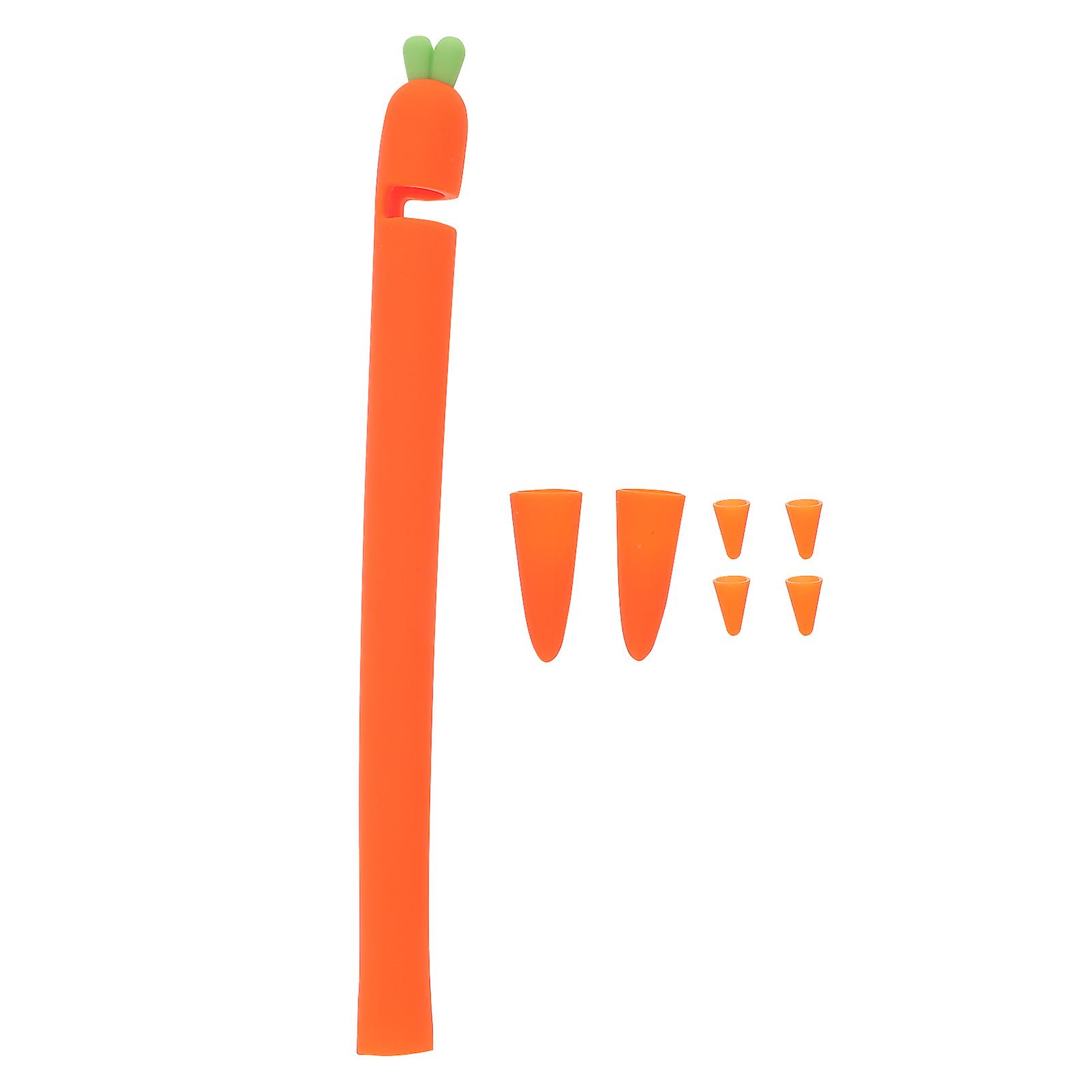 Carrot Shaped Silicone Grip Holder For Pencil 1 Designed For Daily Use In Orange With Anti-slip Texture 1Set