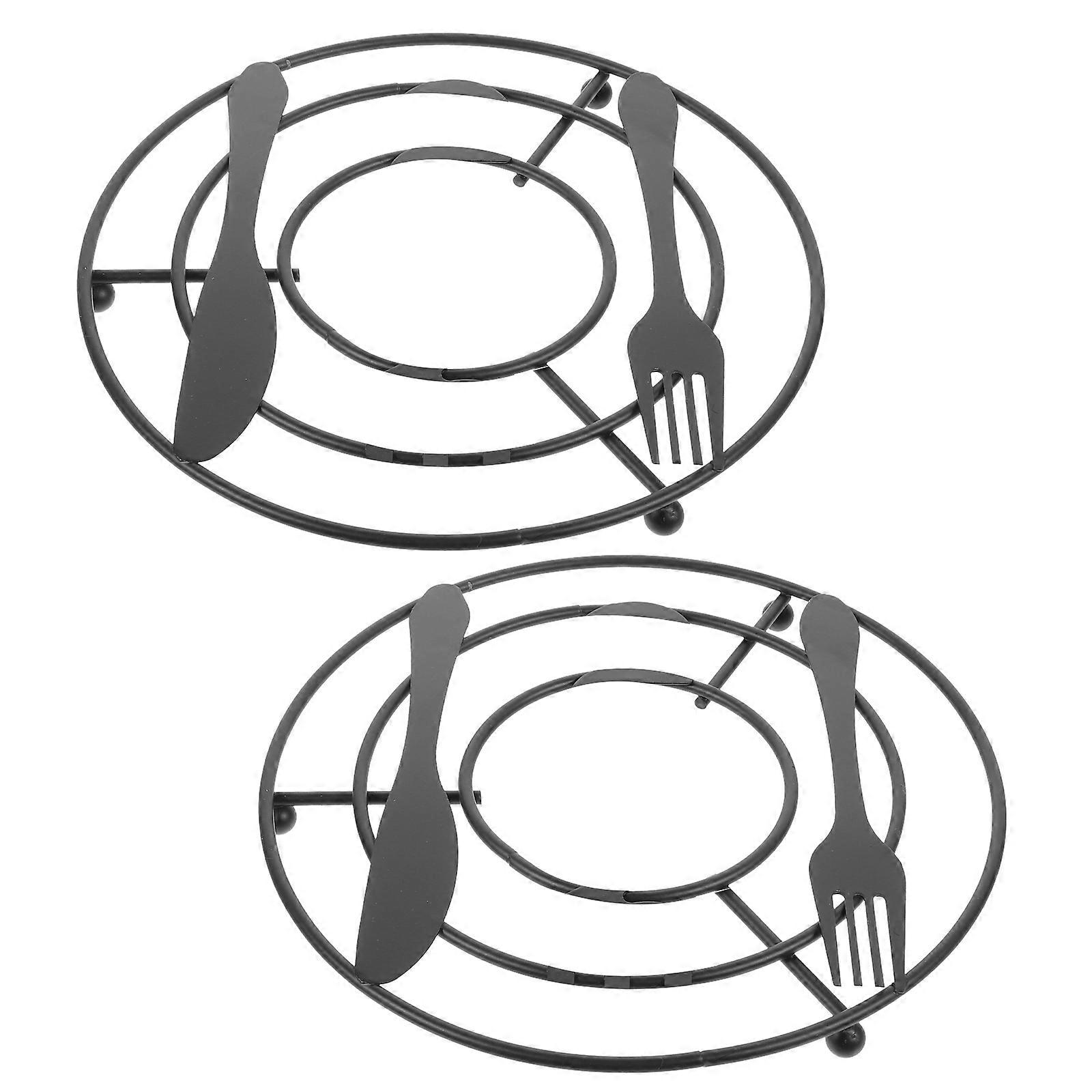 2Pcs Table Mats Antiscalding Bowl Mats Hollow Nonslip Table Mats (Coffee)