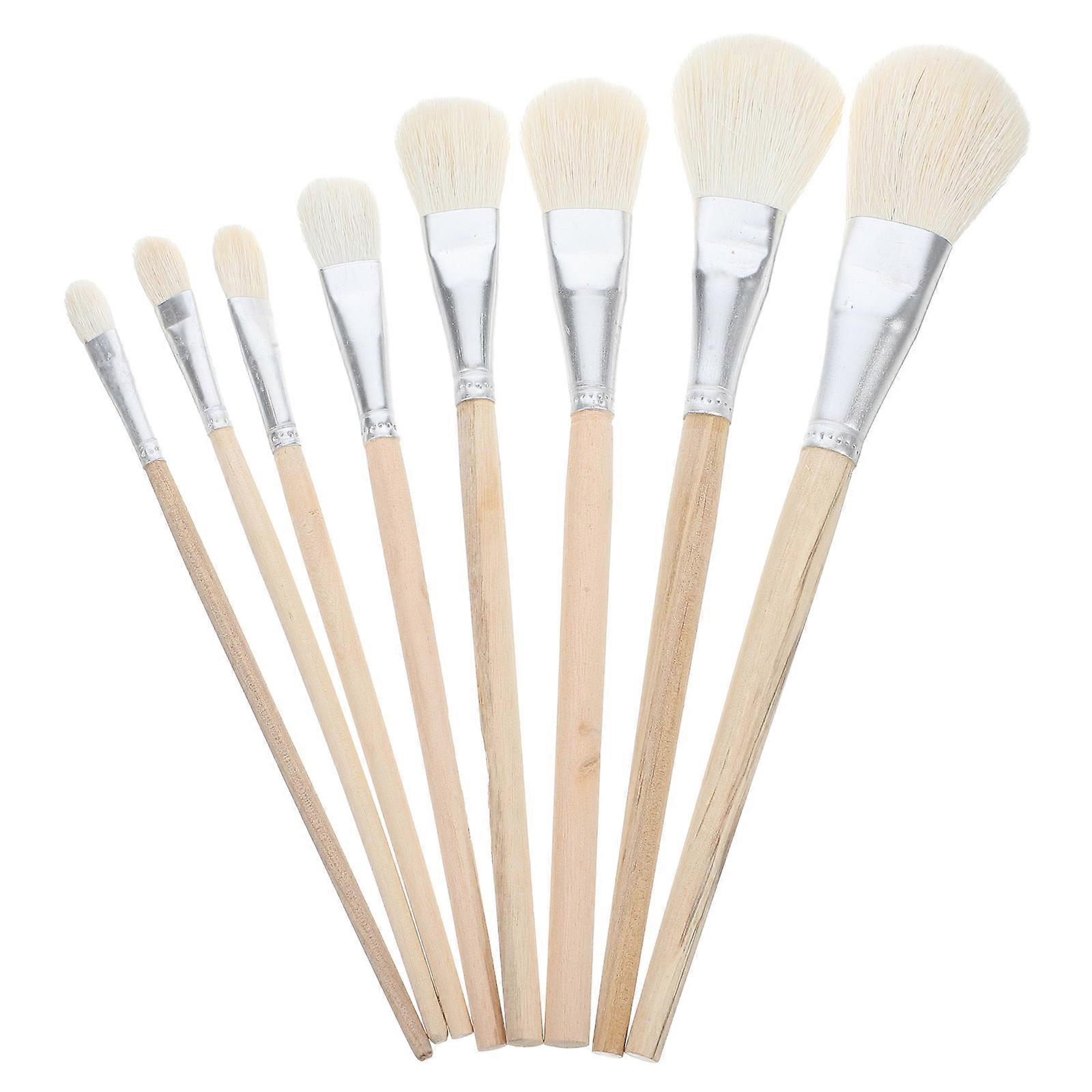 8pcs Pottery Drawing Brush Set for Painting Use Assorted Color Safe Wood and Wool Materials