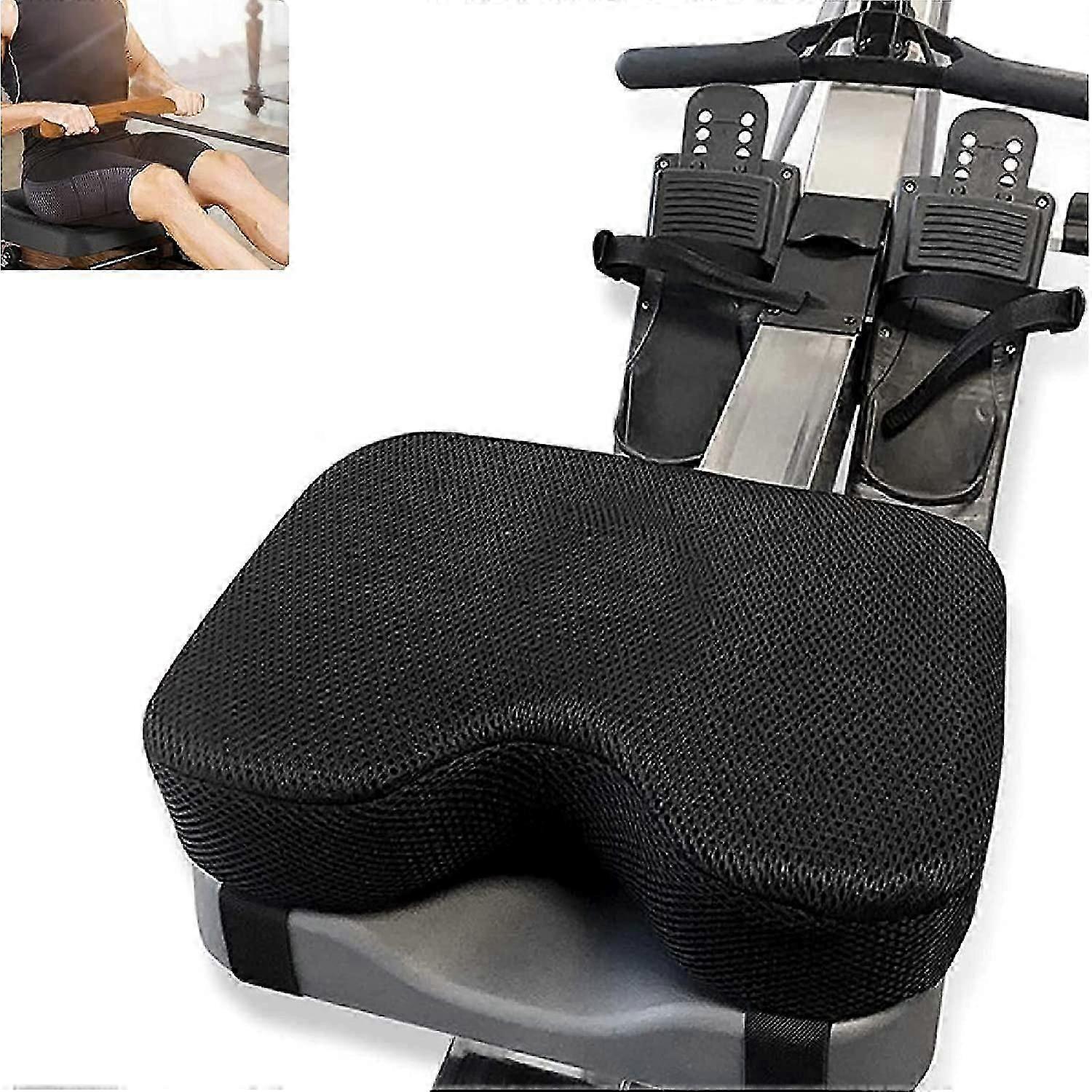 Rowing Machine Seat Cushion, with Custom Memory Foam, Washable Cover and Straps - Rowing Machine Cushion Alternative - Rower Accessories