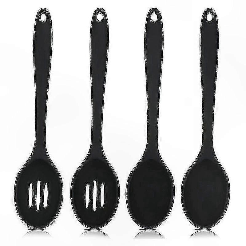 4-Piece Nonstick Silicone Slotted Spoon Set for Serving and Cooking