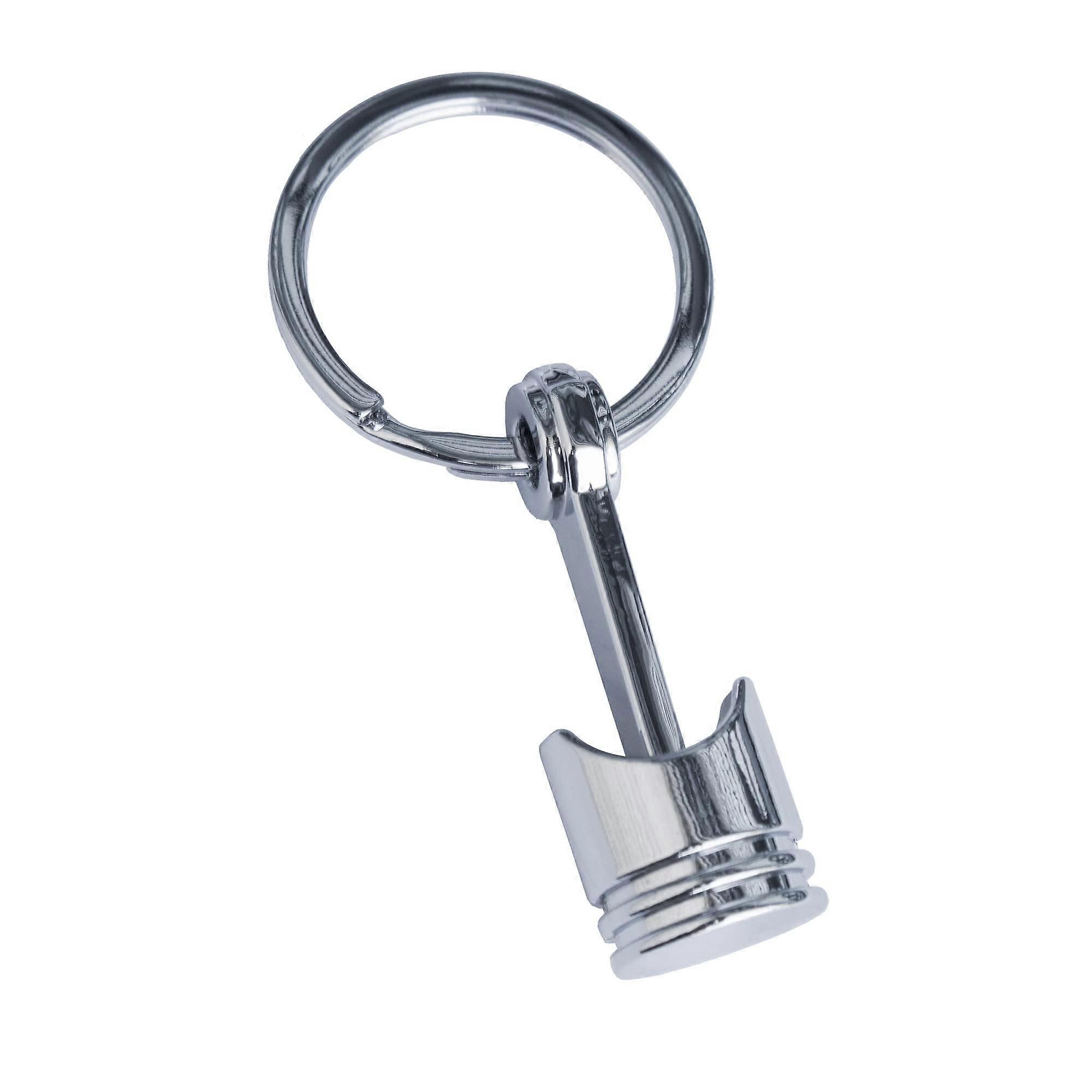 Piston Keychain Chrome-Plated Metal Car Accessory, Durable, Compact Design, Perfect Gift for Car Enthusiasts