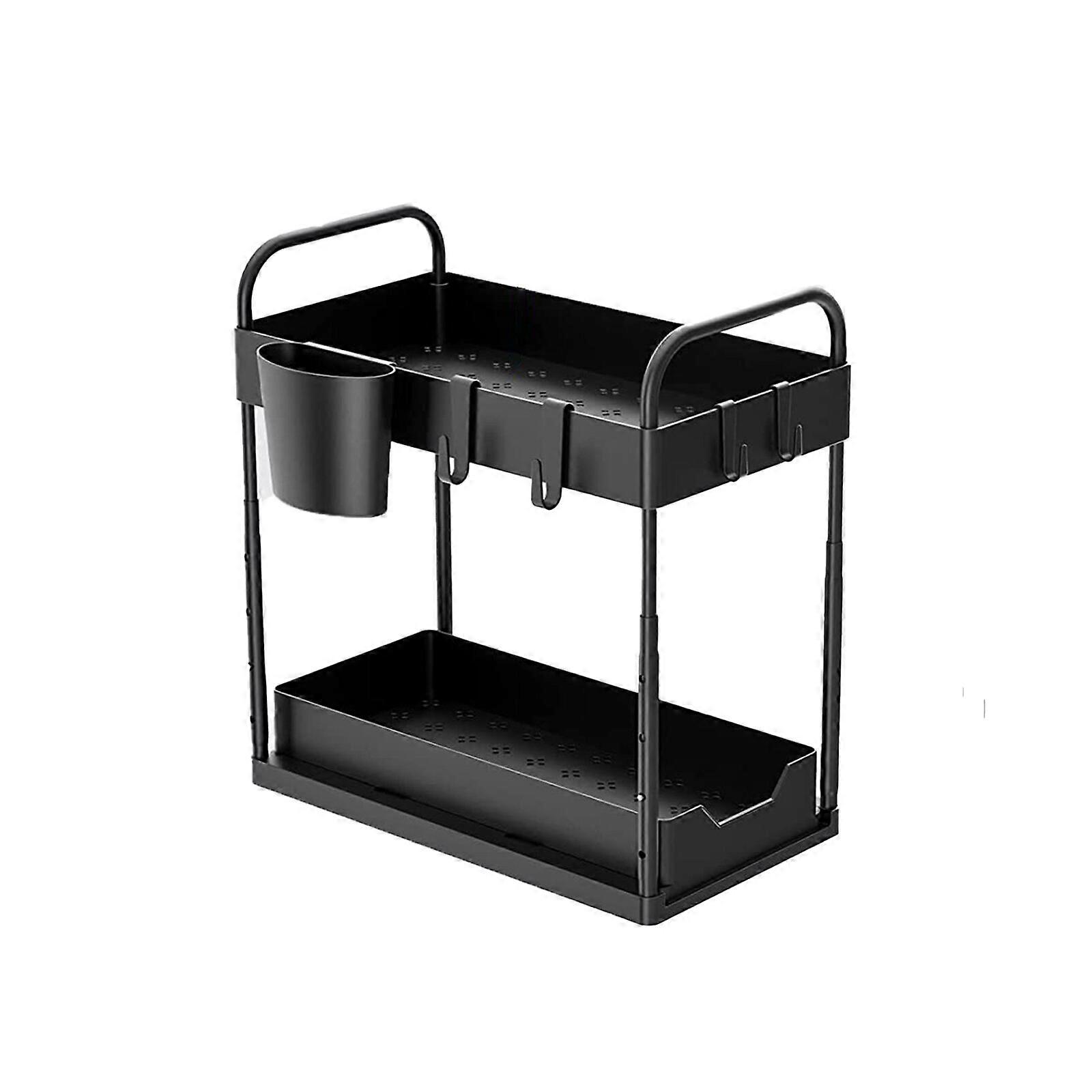 Under Sink Storage Organiser Shelf Rack Pull Out Drawer Kitchen Bathroom 2 Tier
