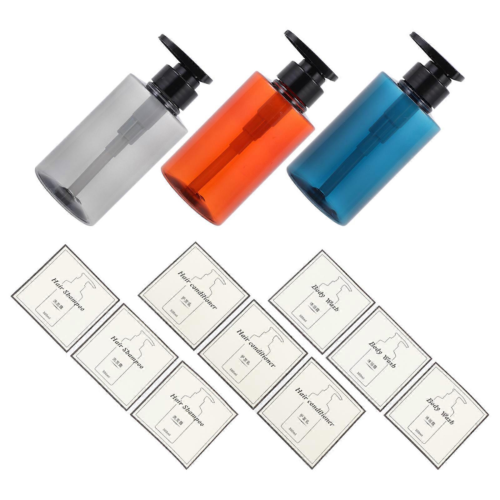 Press Bottle for Storage Use PET Plastic Assorted Color 3 Sets Practical Reusable