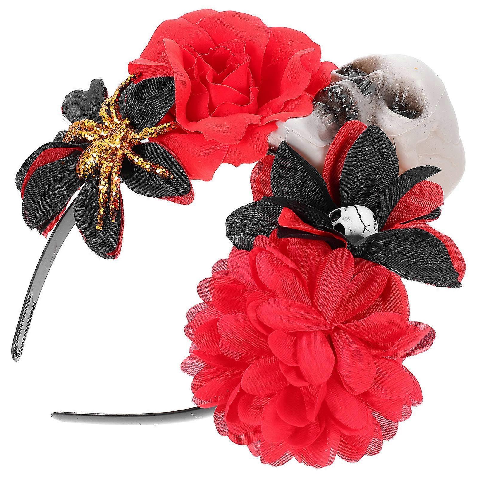 Cosplay Accessories Cloth Rose Flower Headband In Red Designed For Daily Use And Stage Performance 1Pack