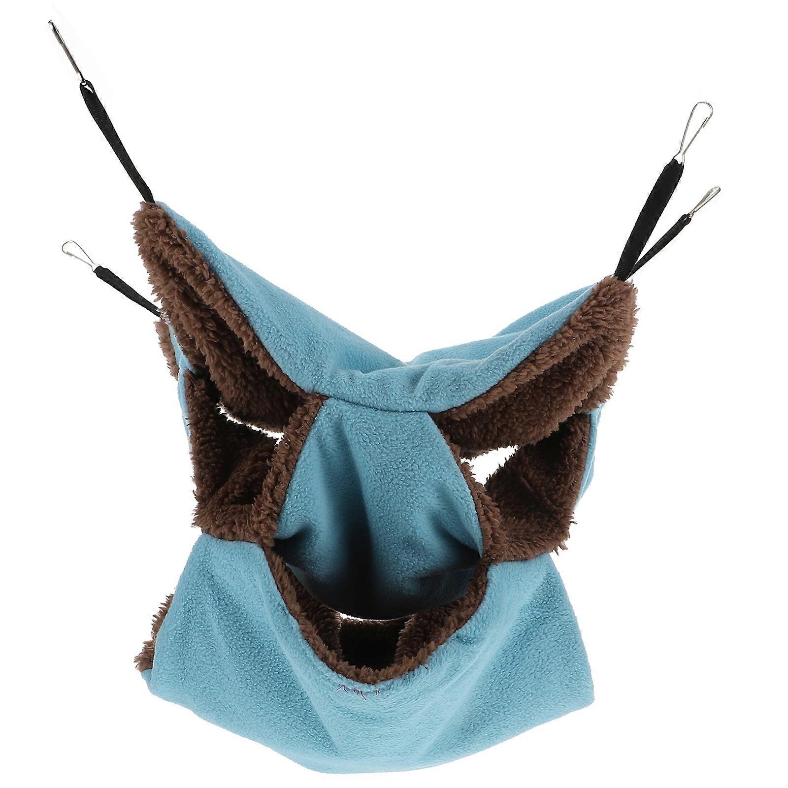 Three Layer Plush Hamster Hammock Soft Hanging Sleeping Nest for Hamsters and Rodents Cozy Cage Bed Blue