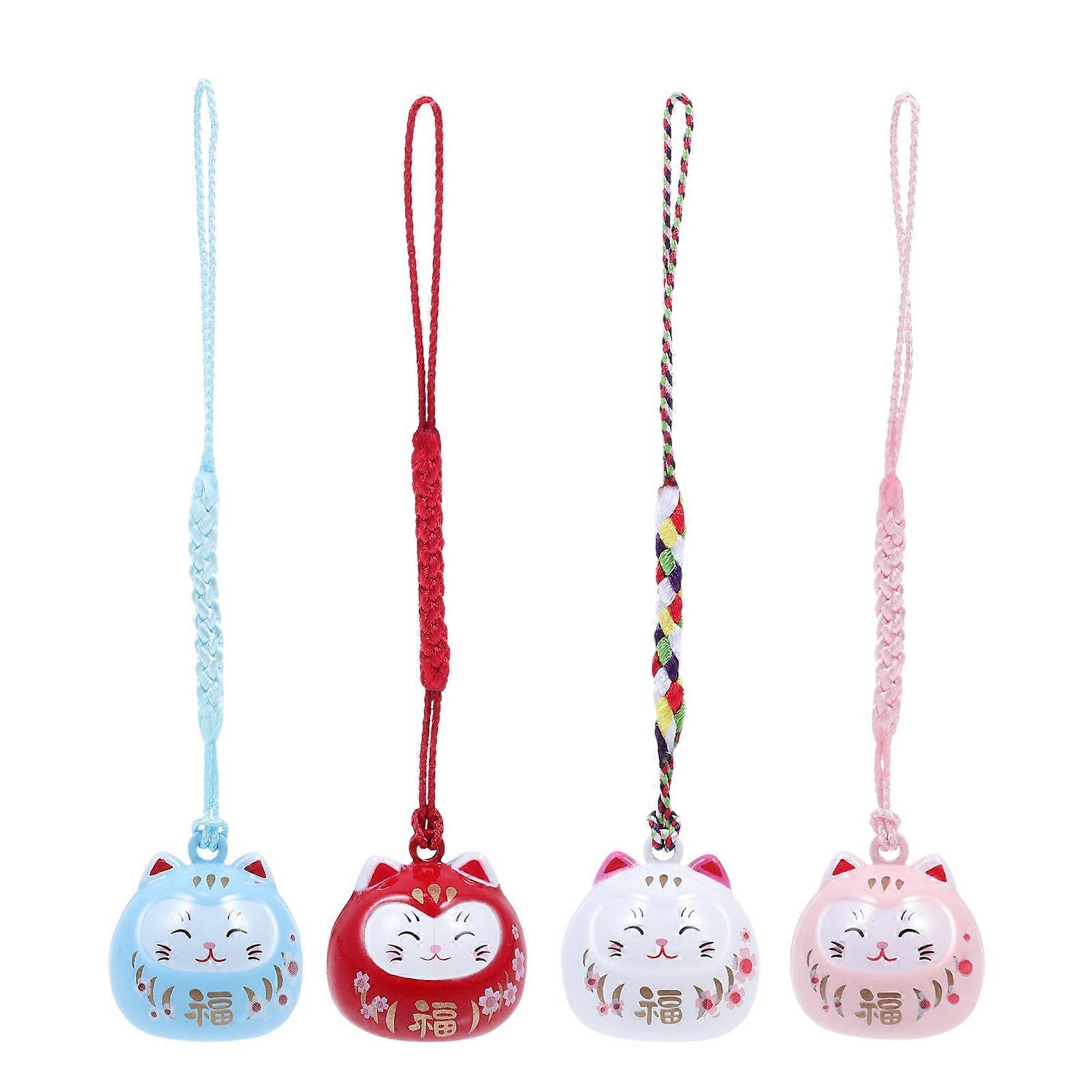 Cat Key Chain Pendant With Luck Cat Shape Design For Gift Giving And Decoration In Assorted Color 4Pcs