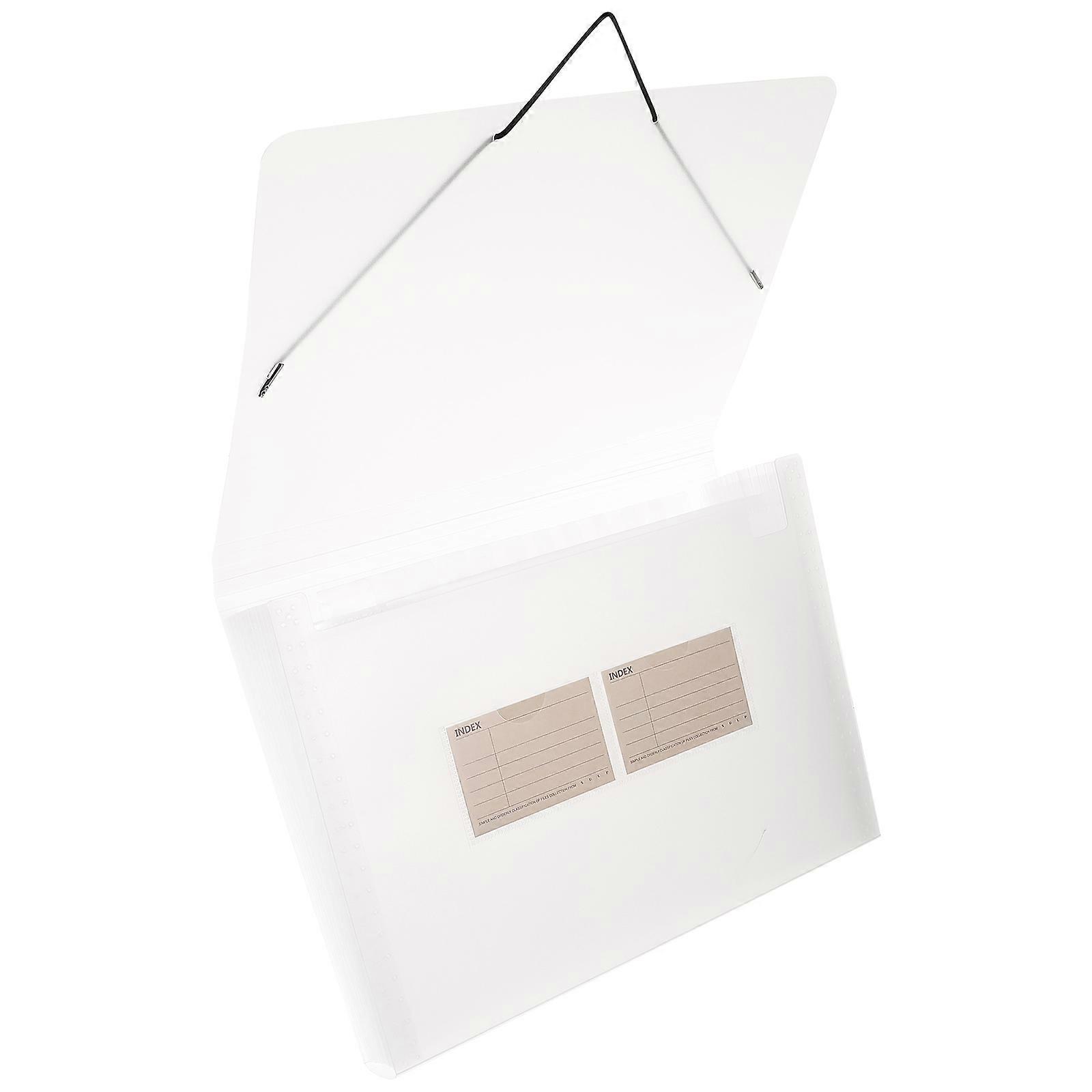 Portable Accordion File Folder for Home White Plastic Document Organizer 7.8 x 5.5 inches