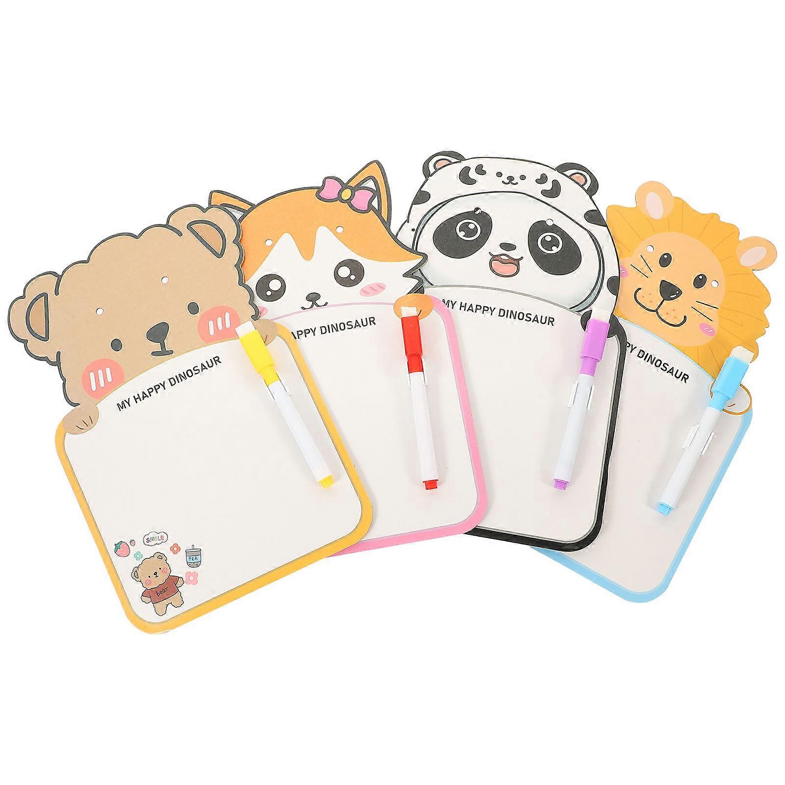 Cartoon Double Sided Erasable Writing Board with Dry Erase Markers – Fun Animal Designs (Bear, Lion, Panda, Fox) for Home, School, and Playrooms