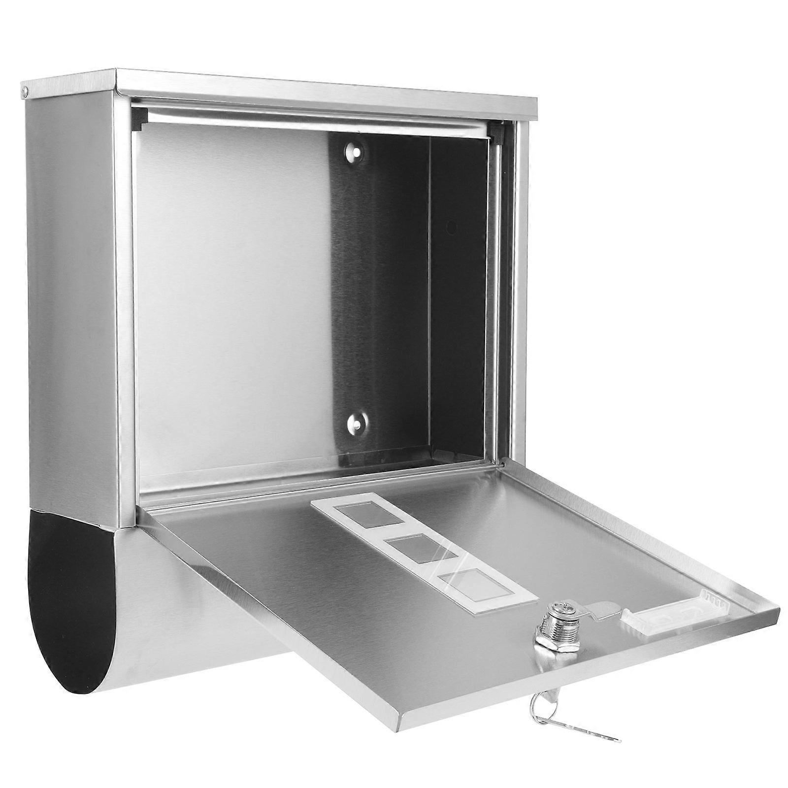 Stainless Steel Locking Mailbox for Outdoor Use Silver Color Suitable for Wall Mount 12.5x6x19 Inches