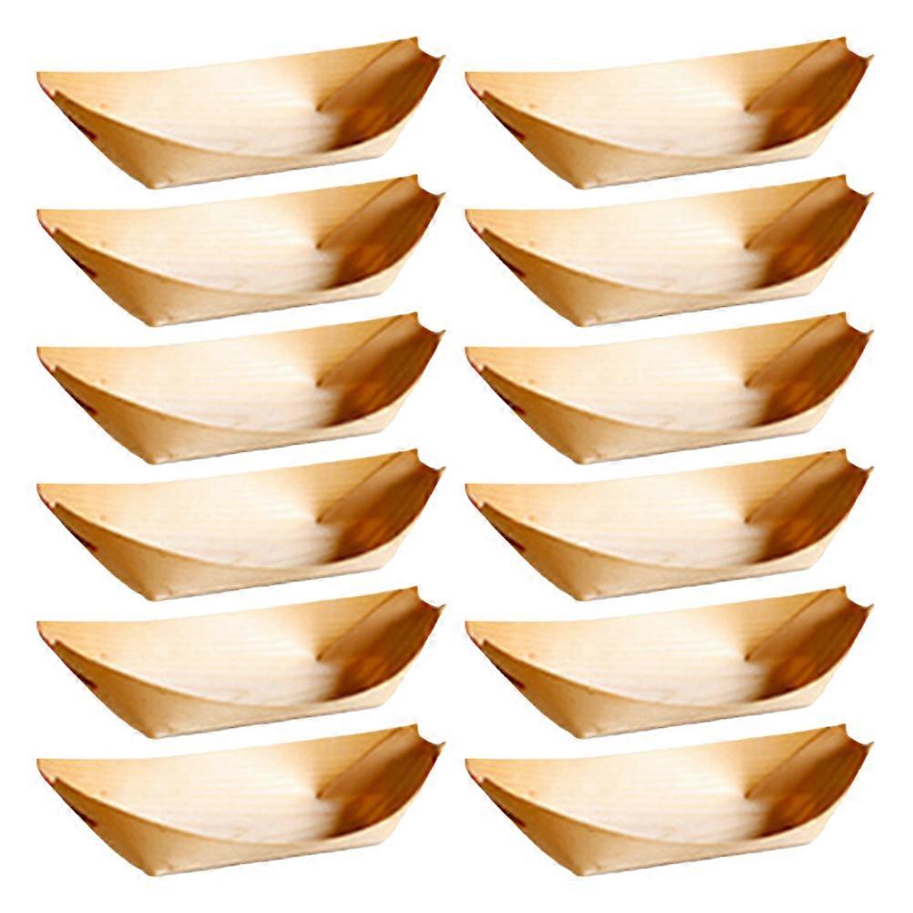 Wooden Food Tray in Boat Shape for Serving Perfect for Parties and Events Light Brown 9X6X2cm
