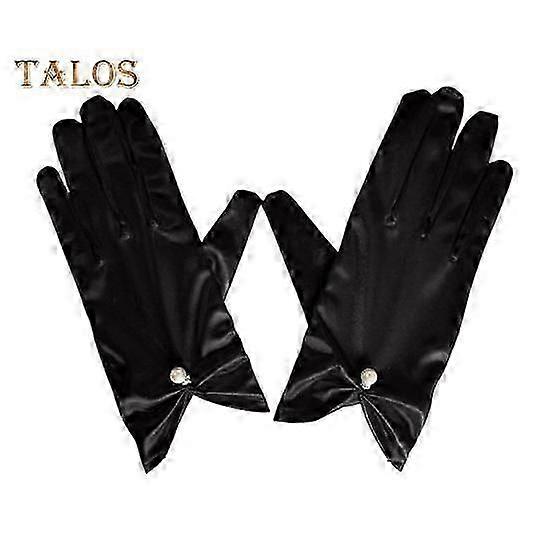 1 زوج قفازات زفاف العروس مطوي ناعم الساتان المضادة للانزلاق فو لؤلؤ ديكور مرن لون نقي الرقص الكرة مأدبة حفلة كوكتيل سيدة قفازات