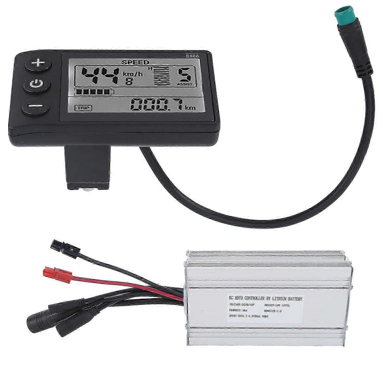 Bicycle Lithium Conversion Controller Kit Waterproof with 30A Bicycle Controller S866 Display Panel DIY Modified Controller Set