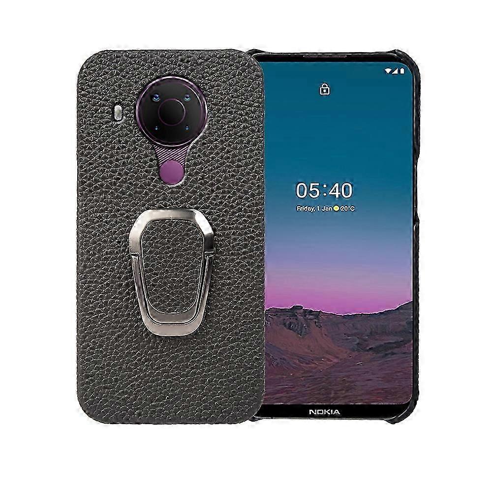 For Nokia 5.4 Ring Holder Litchi Texture Leather Phone Case