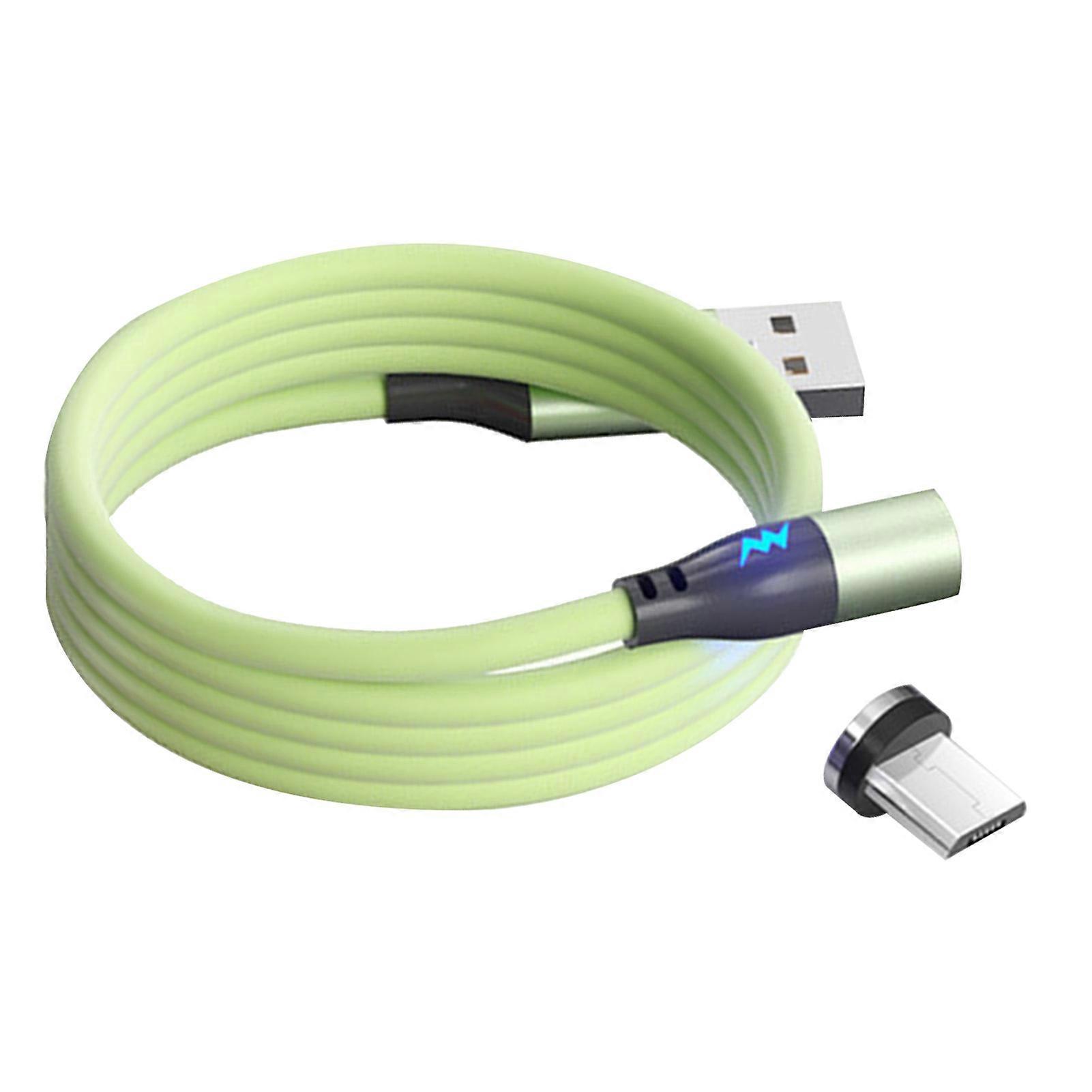 3A Liquid Silicone Magnetic Fast Charging Cable for iPhone & Micro USB - Green, Durable
