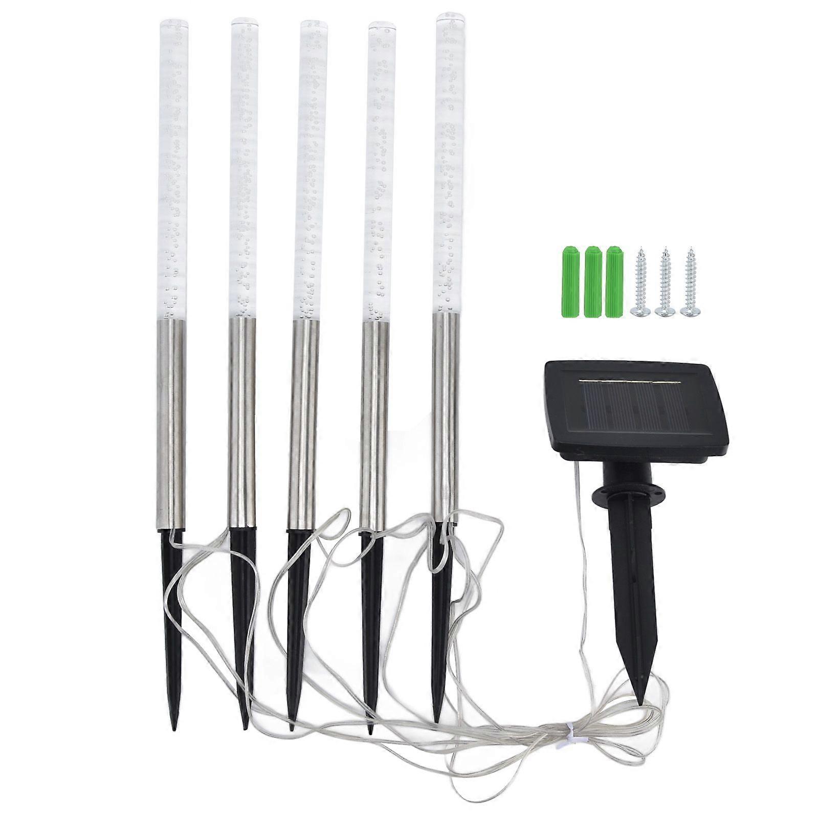 1-5 LED Solar Powered Pole Light IP65 Waterproof Bubble Shape Garden Light