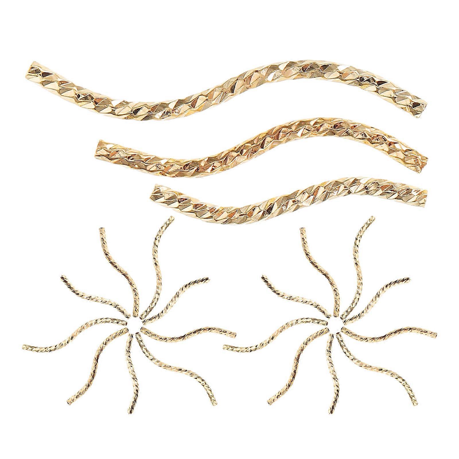 a polished and professional product description based on your input:
 
**30pcs Gold Plated Brass Curved Tube Beads – Faceted Spacer Beads for DIY