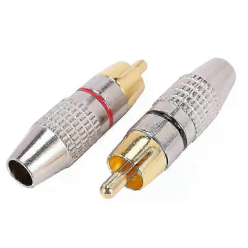 100 Pcs RCA Plug Audio Video Locking Cable Connector Gold Plated