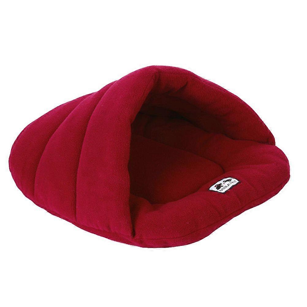 Chien Chat Lit Chaud Chenil Nid Pad Chien Couverture Tapis Tapis De Couchage Confortable Sac De Couchage Coussin Rembourré En Coton Pour Chiot Chaton Chaton Taille XS (Rouge Foncé)