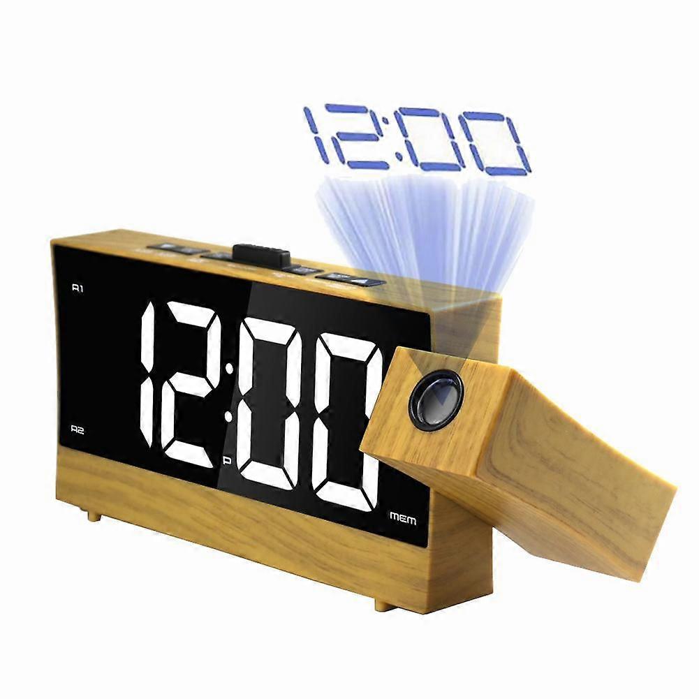 LED Radio Projection Alarm Clock Digital Alarm Clock Adjustable Sleep Timer (EU Plug 100?240V)