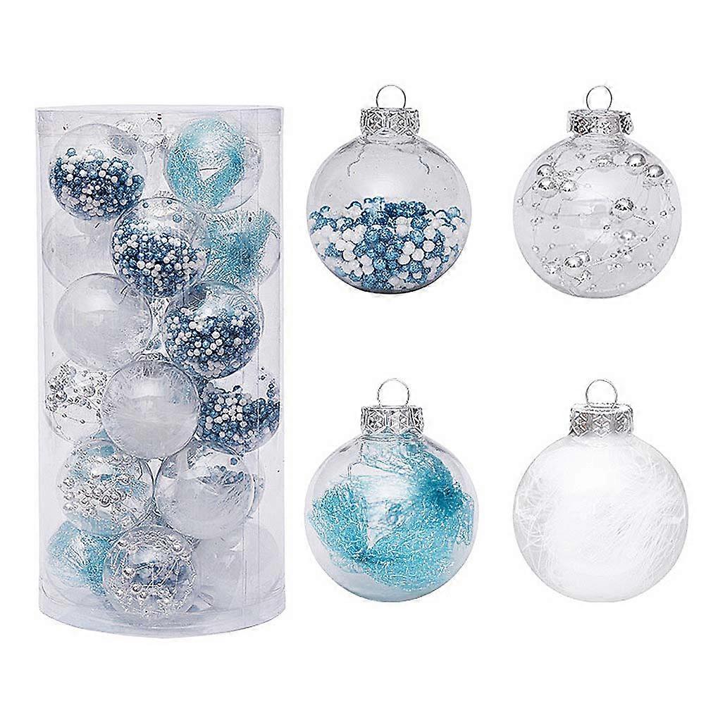24Pcs Christmas Tree Hanging Adornment Round Assorted Color Plastic Cleaning