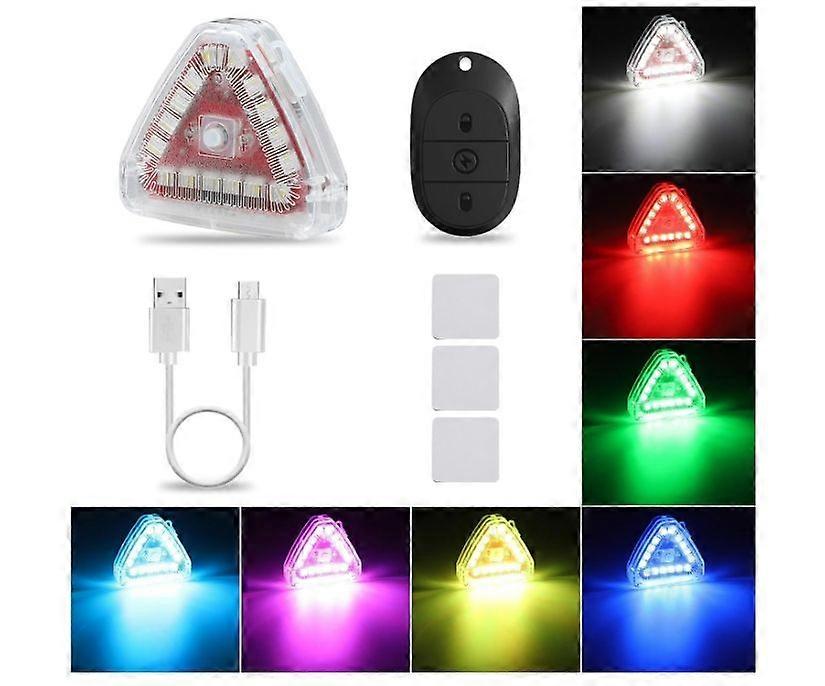 Magnetic Wireless Led Strobe Lights with Remote Control Rechargeable Led Anti-Collision Lights 7 Colors Battery Powered Flashing Light(White)