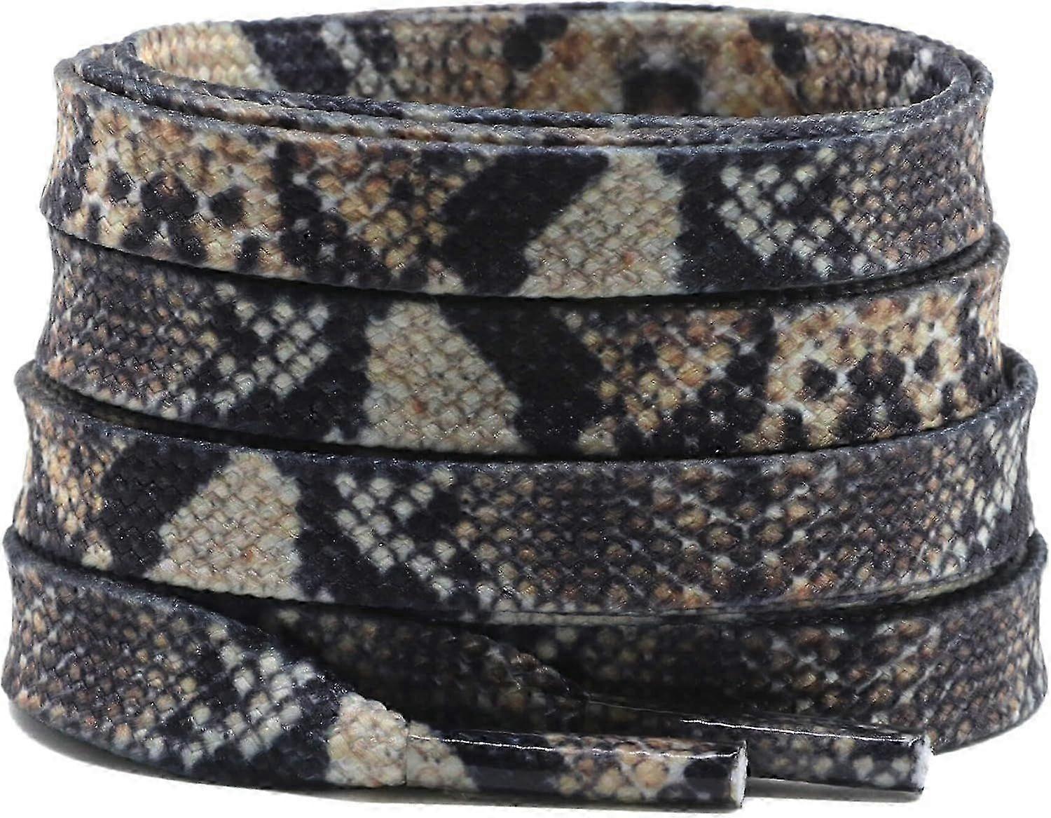 Animal Print Flat Shoelaces: Colored Pattern Sneakers Shoe Laces 2 Pair 02 Snake